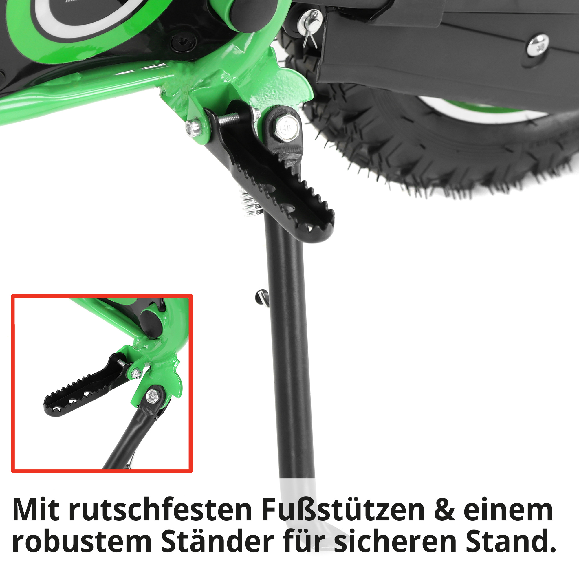 Hecht Elektro-Bike mit robusten und rutschfesten Fußstützen für sicheres Fahren 