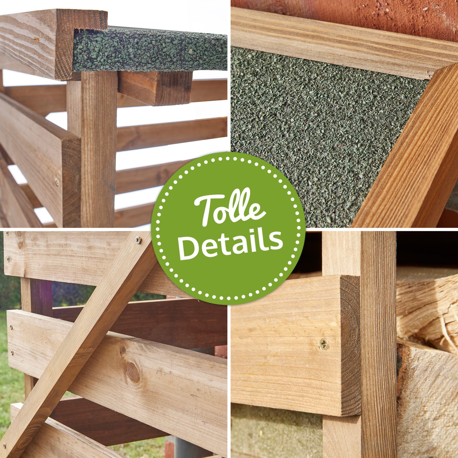 Brennholzregal Fire; Details wie Kanten aus Holz