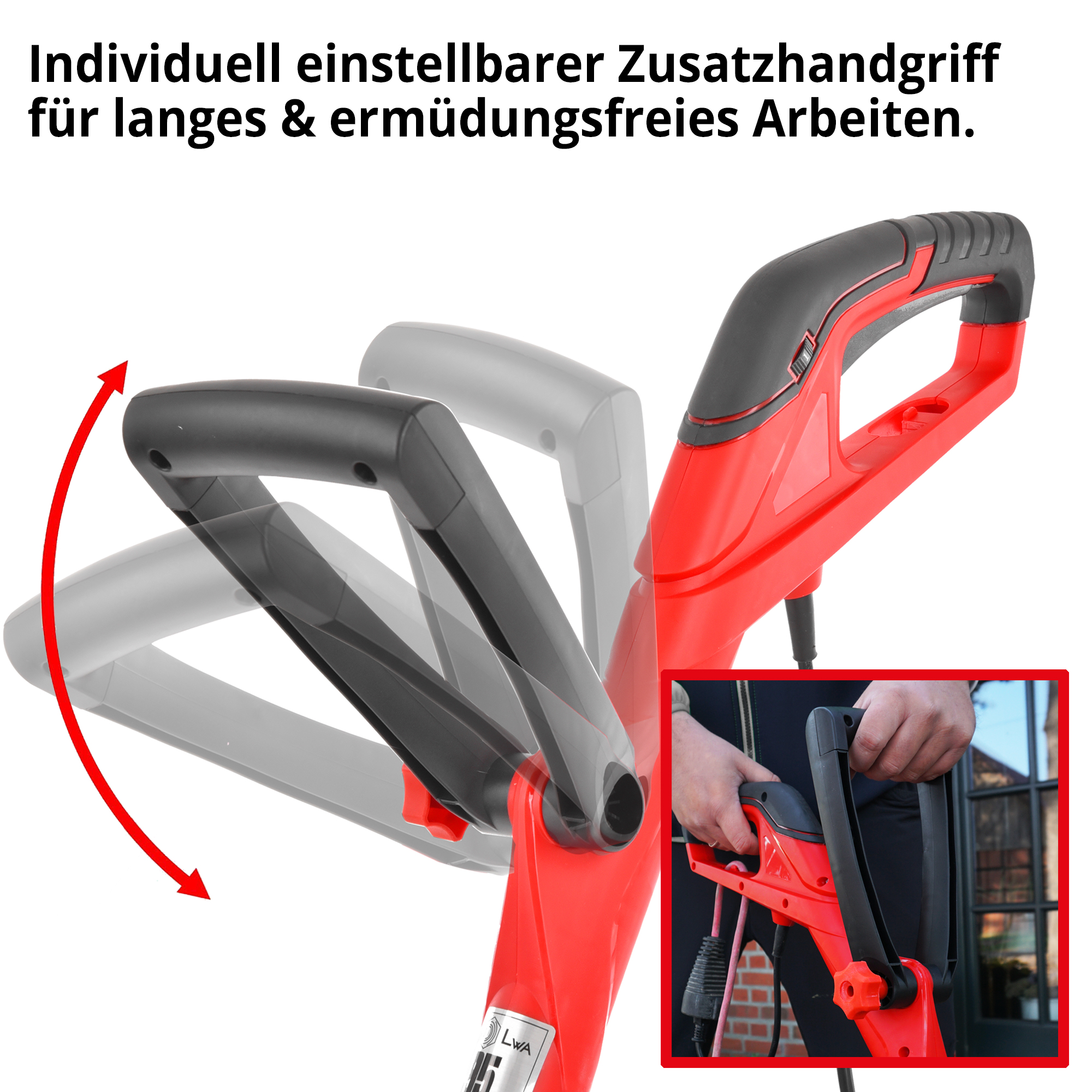 HECHT 445 Unkrautbürste; Individuell einstellbarer Zusatzhandgriff für langes & ermüdungsfreies Arbeiten 