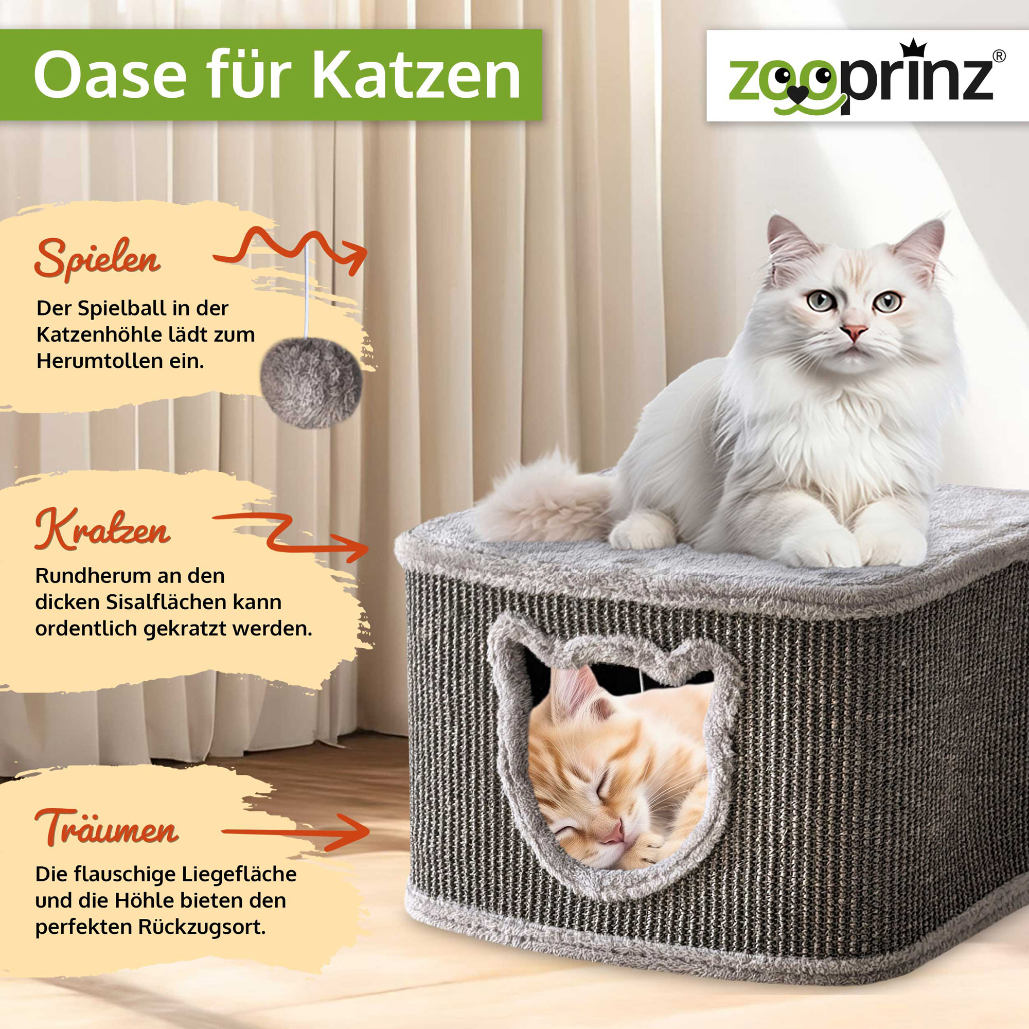 Katzenhaus Sisal; Spielen, Kratzen und Träumen Katzenhaus Sisal; Spielen, Kratzen und Träumen