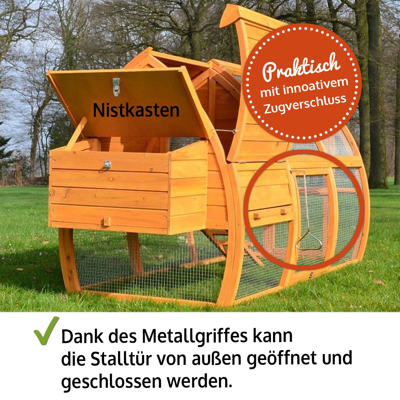zooprinz Hühnervoliere Superhenne praktischer Metallgriff Stalltür