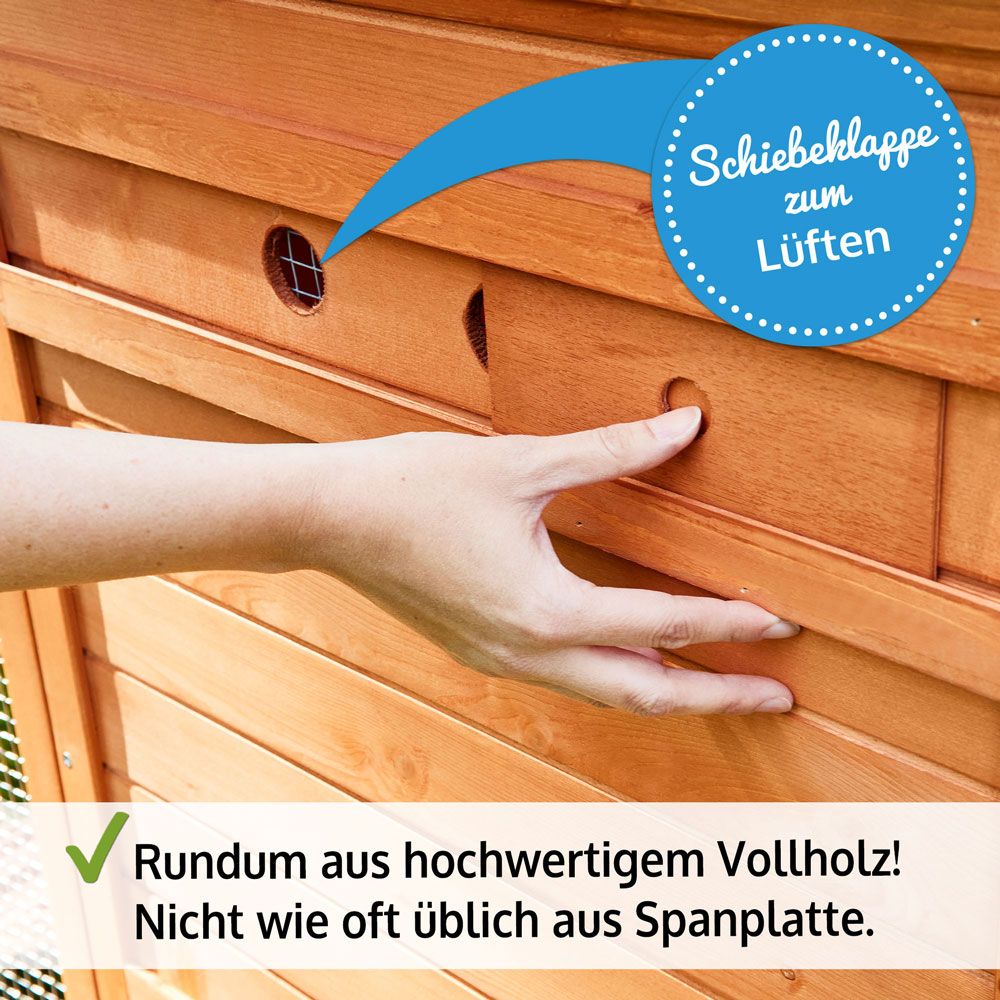 zooprinz Hühnervoliere Modell XXL aus hochwertigem Vollholz und integrierter Lüftung