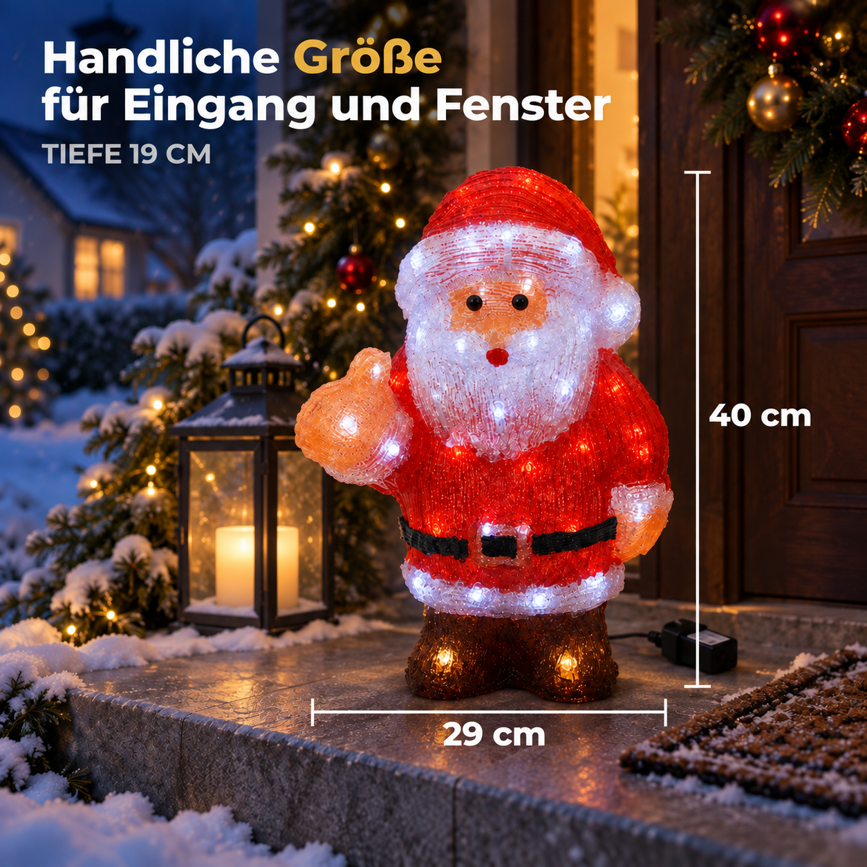 LED Weihnachtsmann Details: Kristall-Optik, Lichtpunkte und Gürtel-Schnalle (Dieses Bild wurde mit Hilfe von KI generiert.)