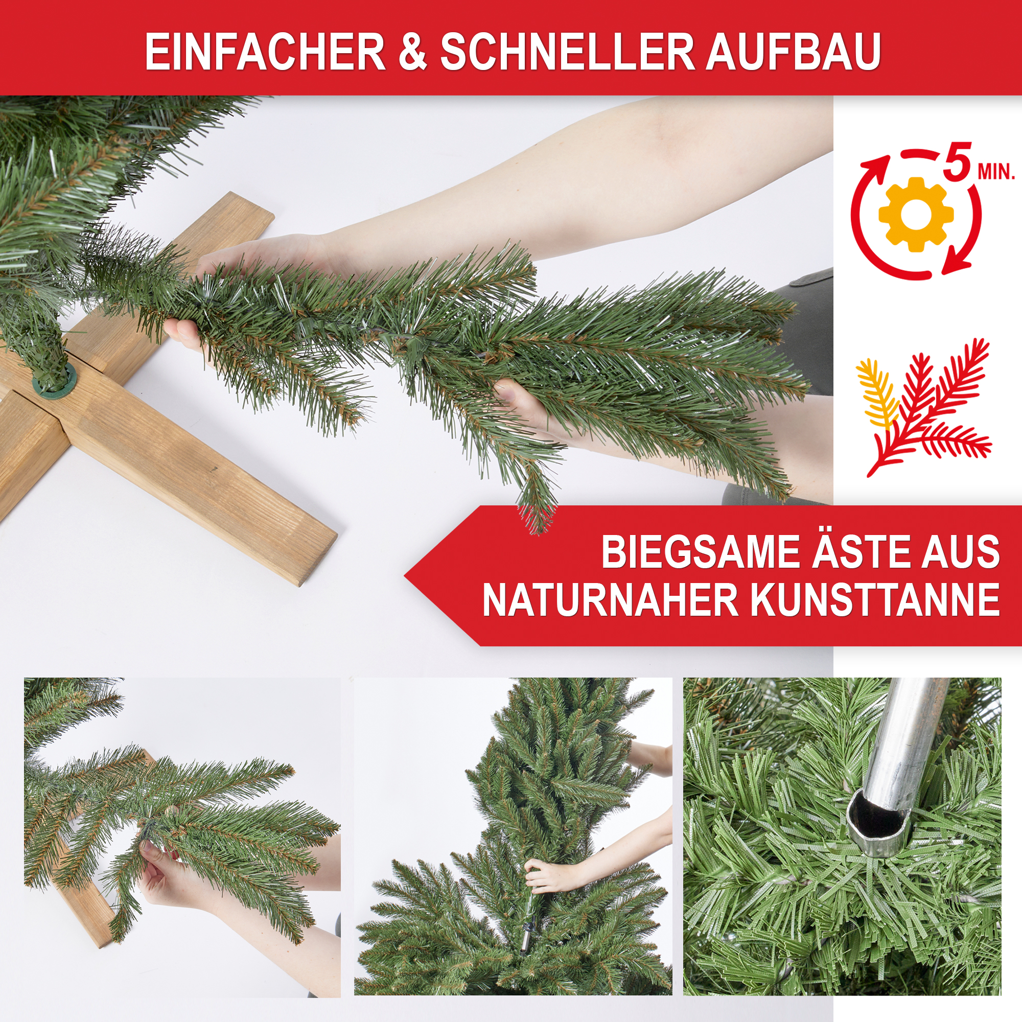 Schneller und einfacher Aufbau der Weihnachtsbäume - Weihnachtsbaum Classic 2,20 m