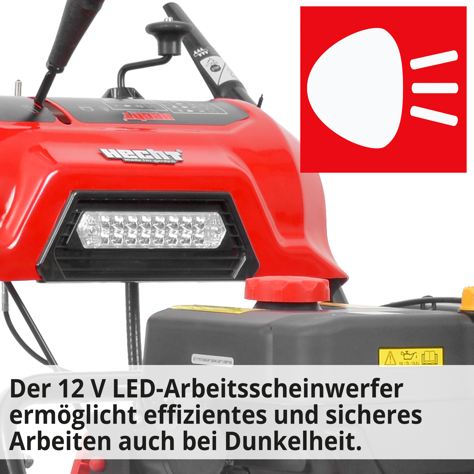 Benzin Schneefräse mit LED-Arbeitsscheinwerfer für sicheres Arbeiten 