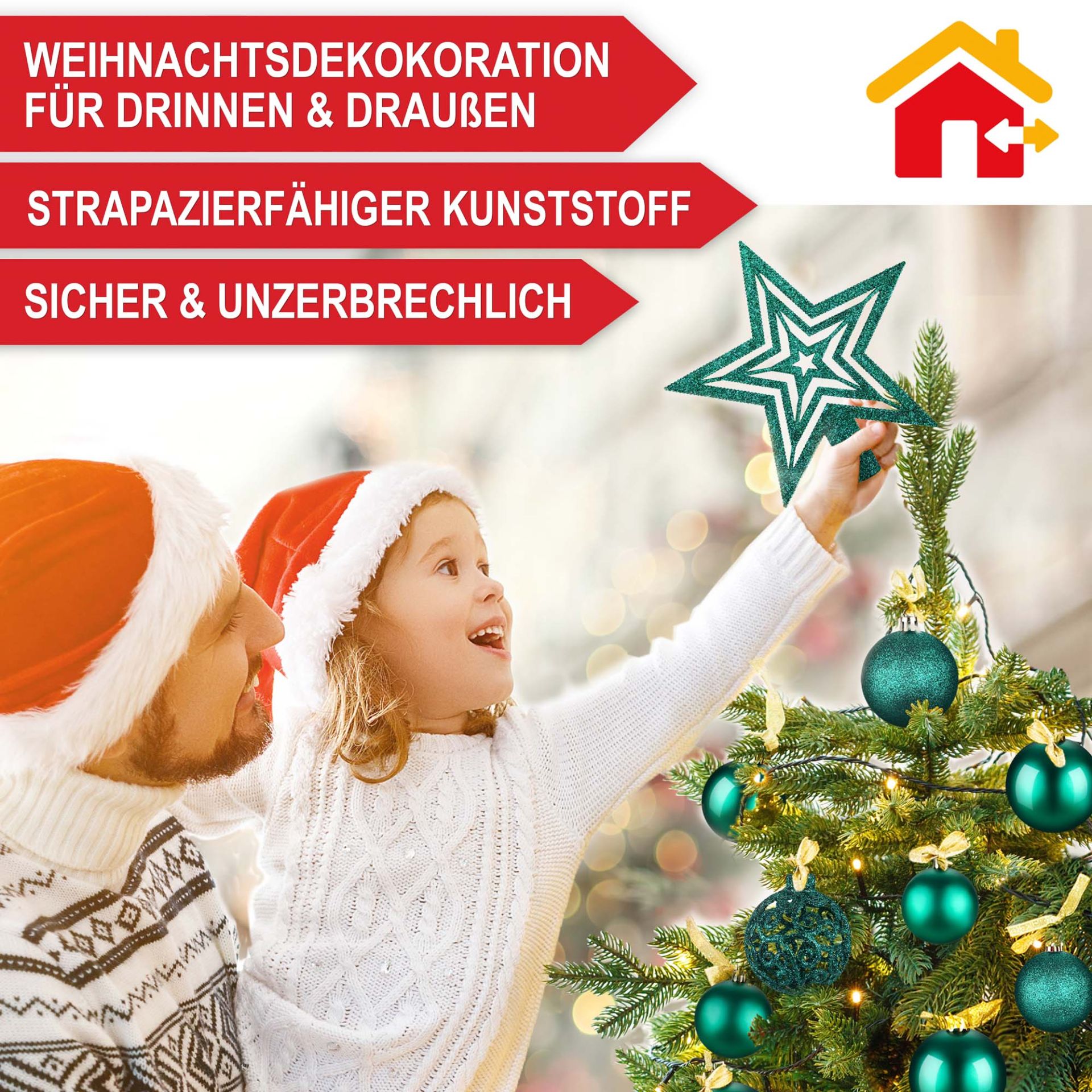 Weihnachtskugeln grün - Für drinnen und draußen, strapazierfähiger Kunststoff, sicher und unzerbrechlich