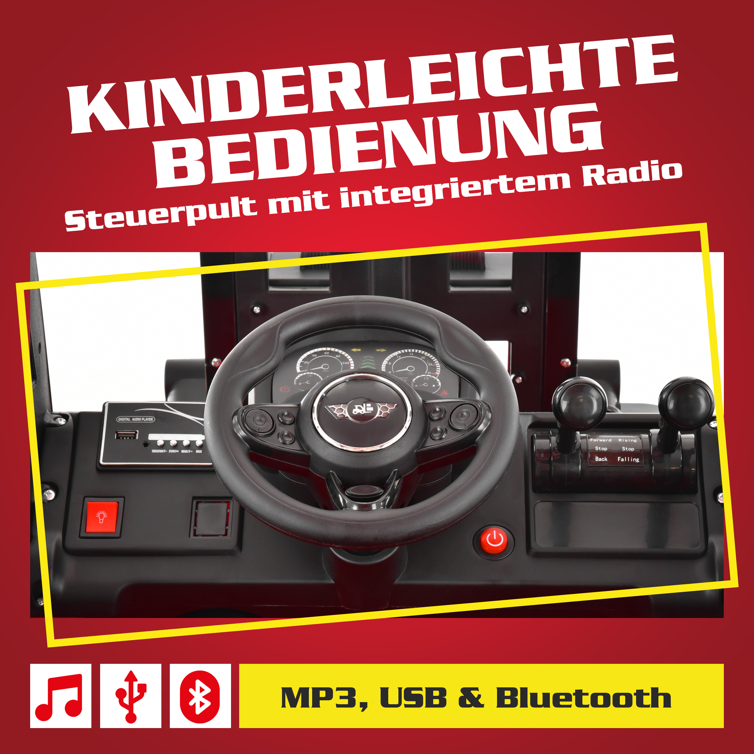 HECHT Elektro Gabelstapler 52108 RED mit Funkfernsteuerung für Eltern