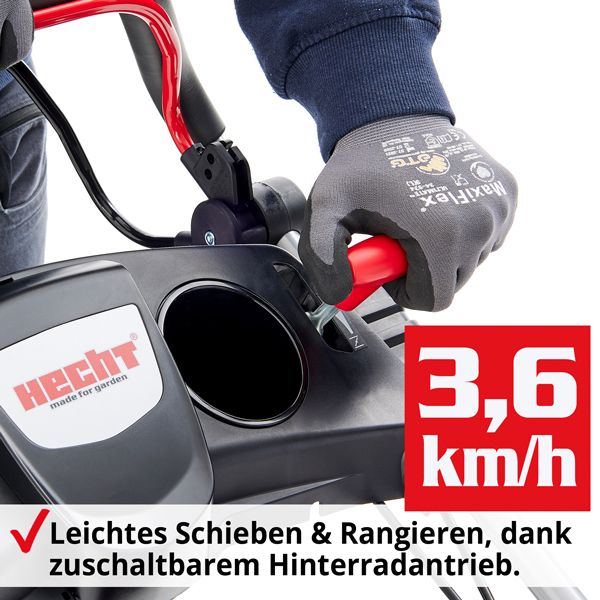 HECHT 553 SW Benzin Rasenmäher mit leichtes schieben und rangieren, dank zuschaltbarem Hinterradantrieb