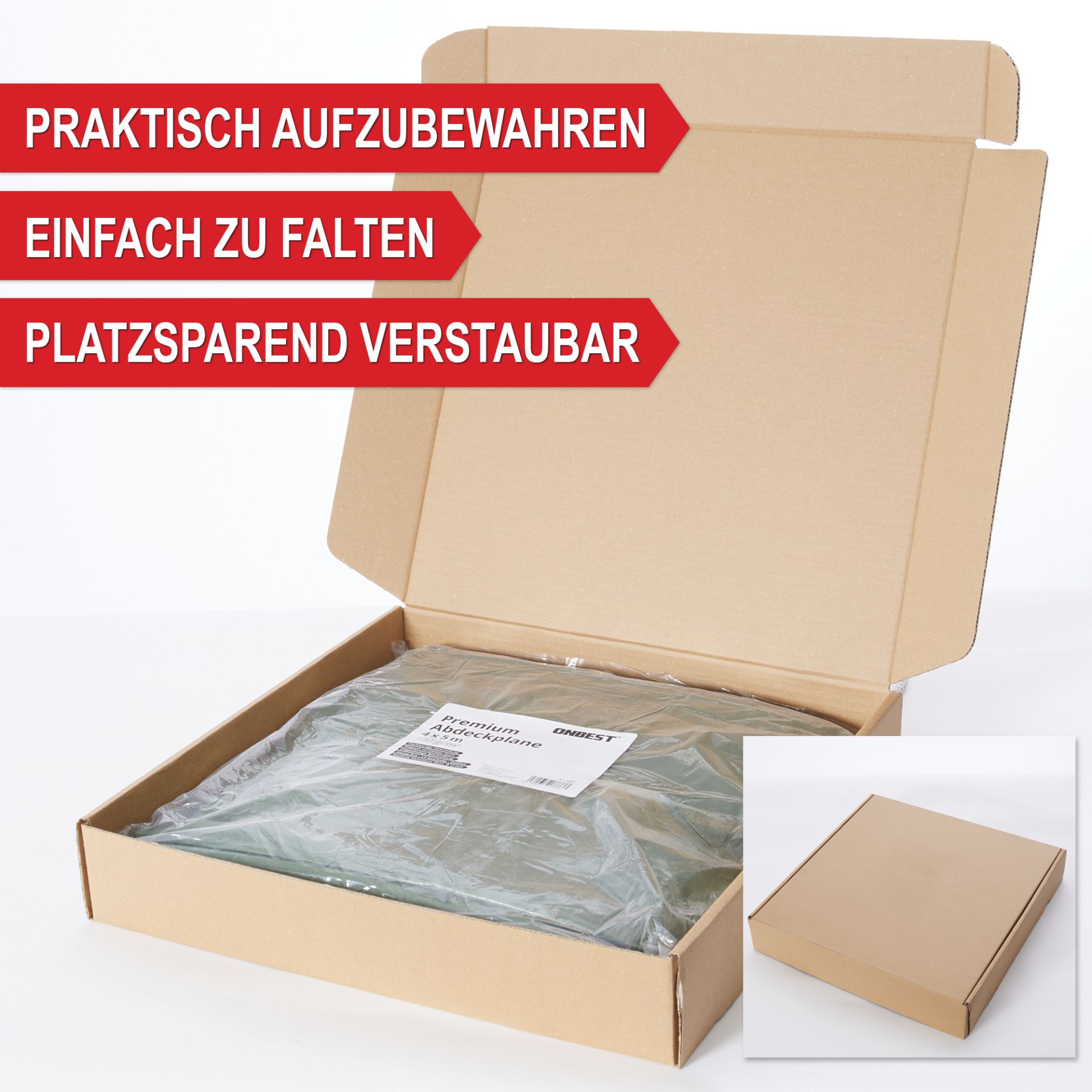 Praktisch aufzubewahren, einfach zu falten, platzsparend verstaubar - Abdeckplane