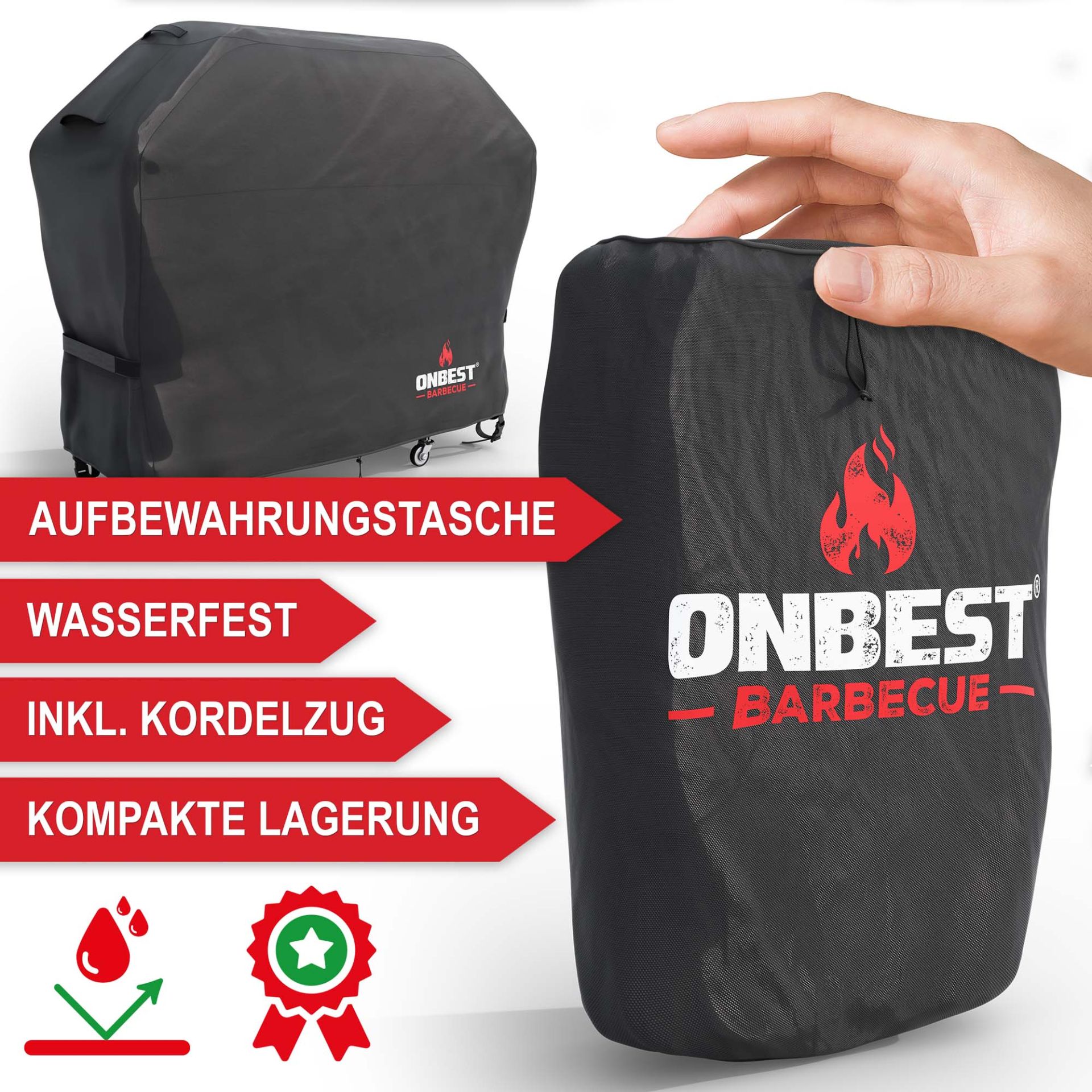 Grill Abdeckhaube L - Aufbewahrungstasche, wasserfest, inklusive Kordelzug, kompakte Lagerung