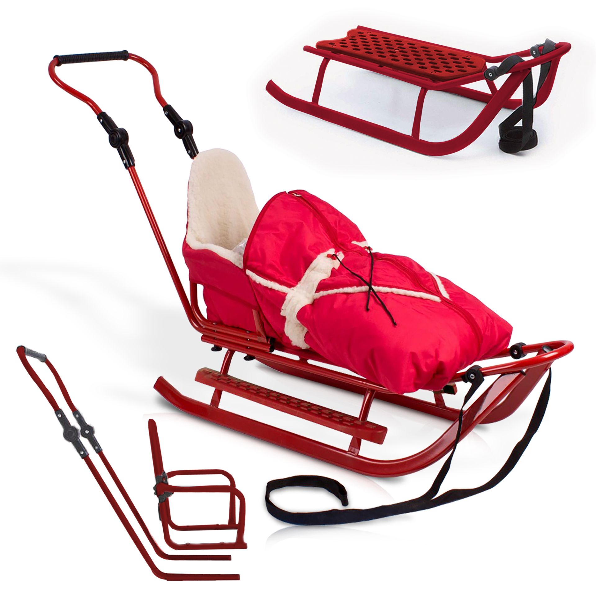 ONBEST, Holzschlitten rot - rot, Artikelnummer 1426 ONBEST, Holzschlitten rot - rot, Artikelnummer 1426