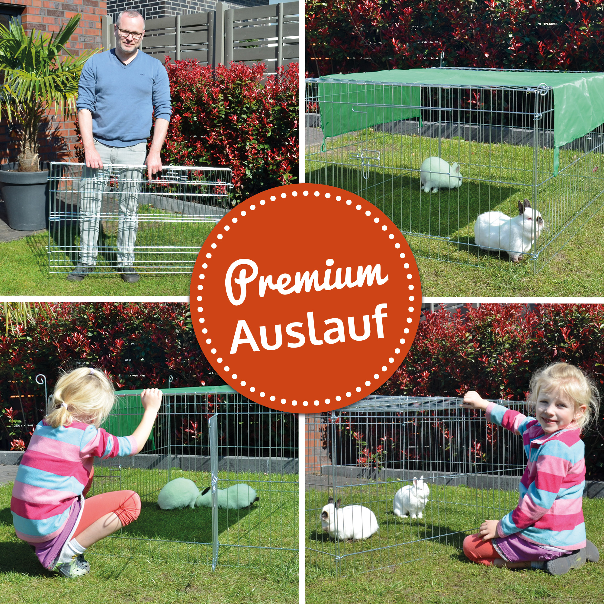 Hasenauslauf mit Kind – dank Tür sicher und leicht zu öffnen