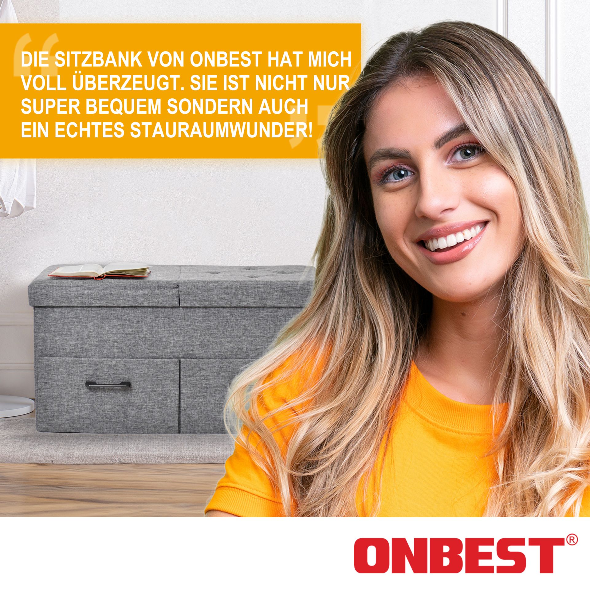 2er Sitzbank Dunkelgrau - Bequem mit viel Stauraum