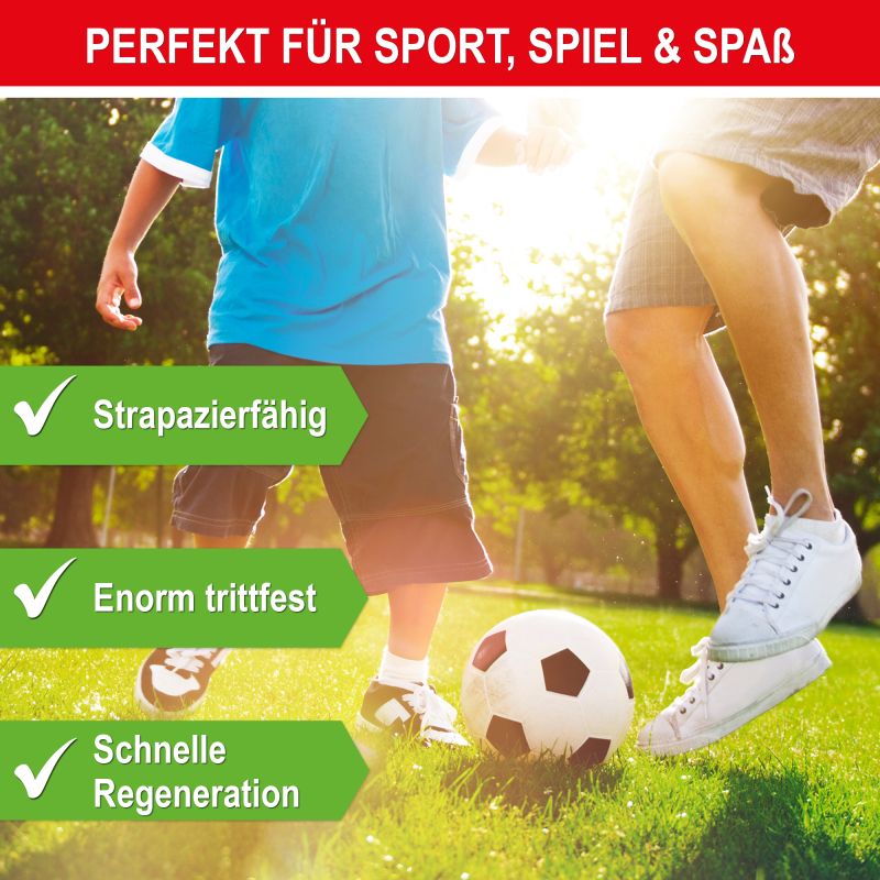 Rasensamen für Spielrasen – trittfest, strapazierfähig & schnell regenerierend für Kinder & Sport