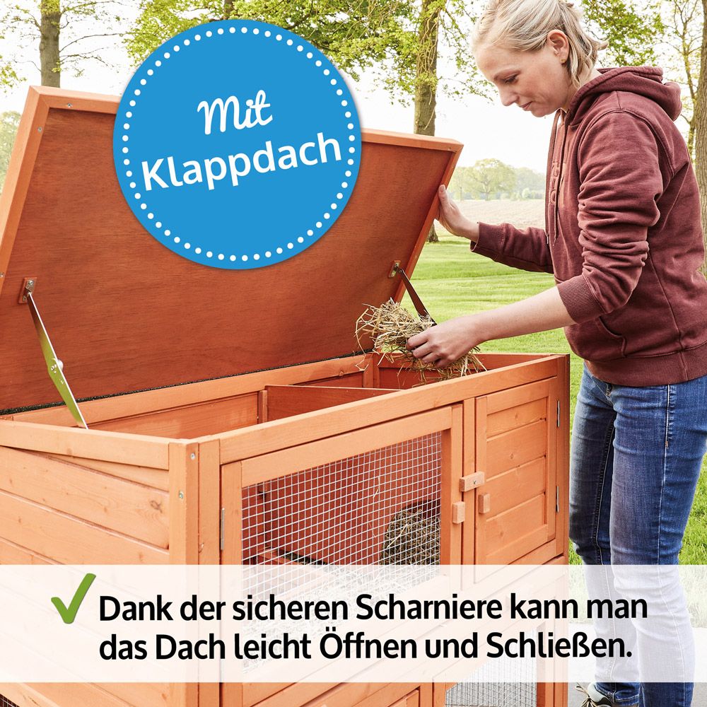 zooprinz Hasenstall Mukkel sichere Scharniere und praktisches Dach