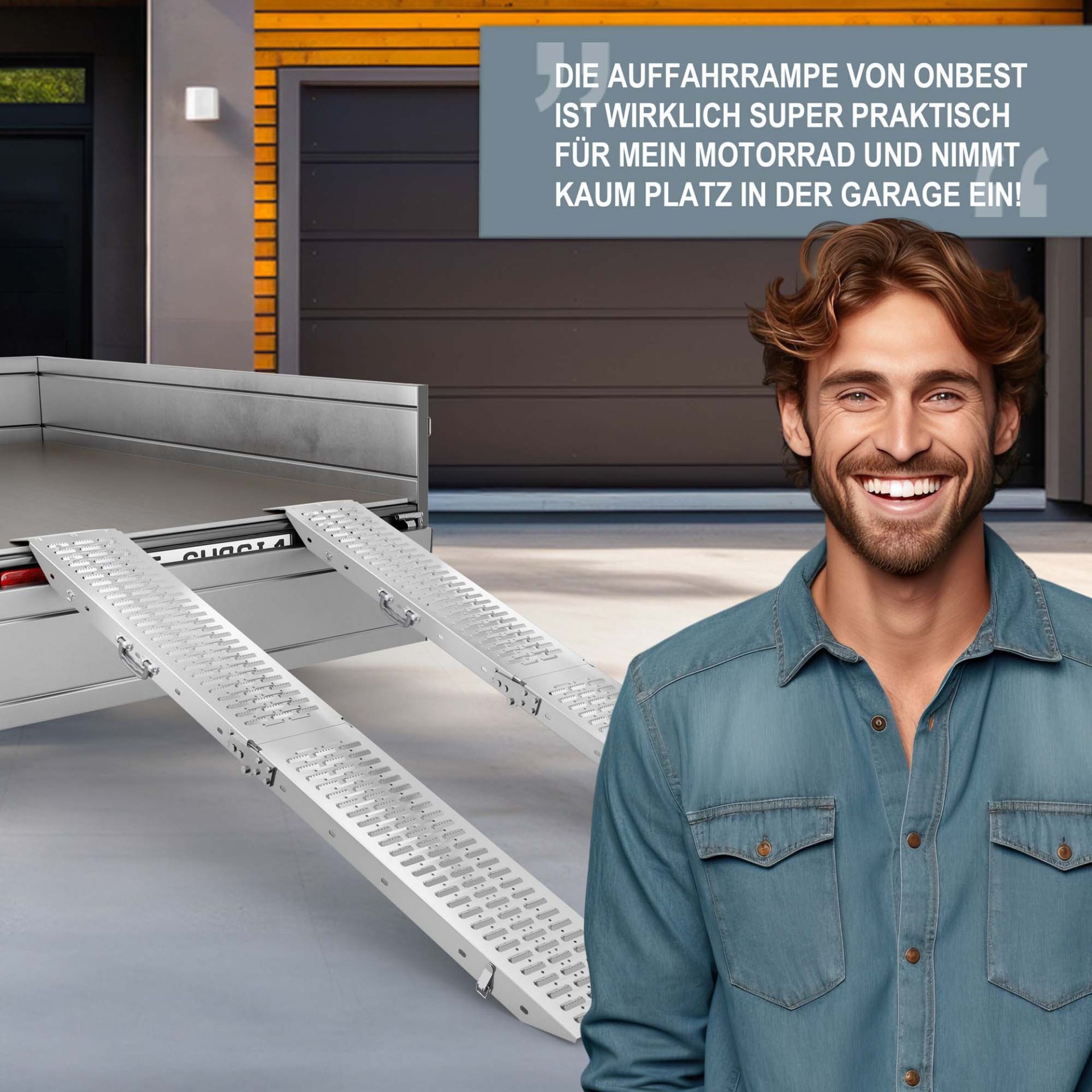 Auffahrrampen klappbar - Super praktisch für unteranderem Motorräder, nimmt wenig Platz in der Garage ein