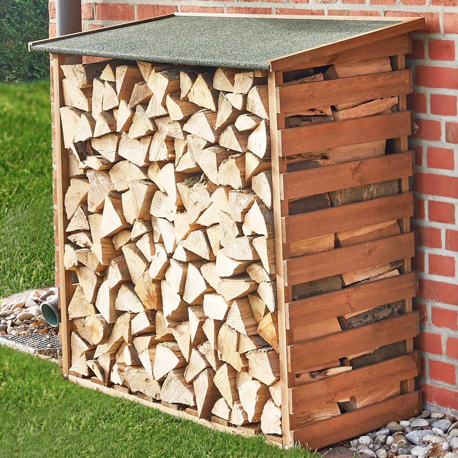 Brennholzregal Fire; Lagern von bis zu zwei Reihen Brennholz hintereinander 