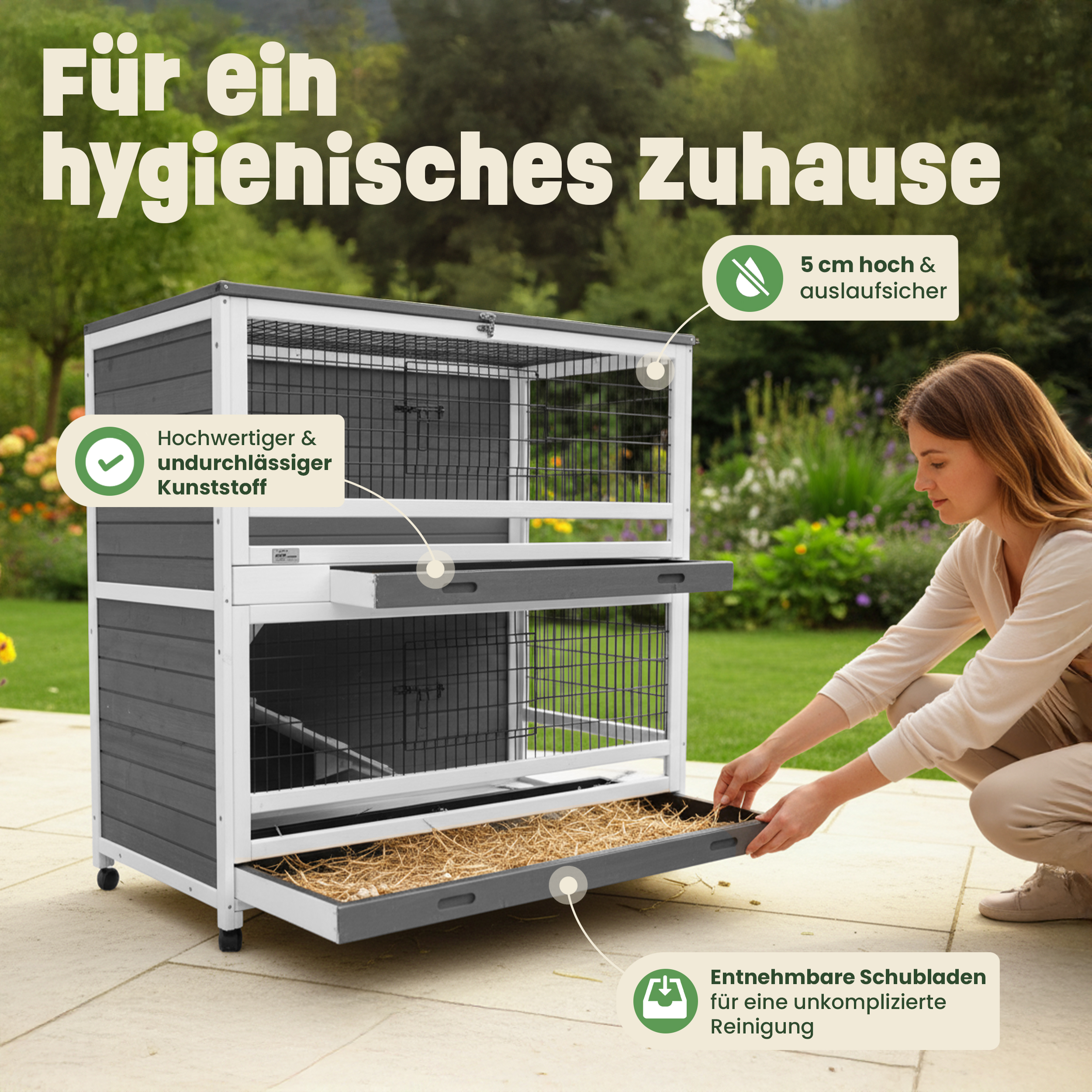 zooprinz Stall Oskar auf Rollen für einfache Platzierung drinnen und draußen