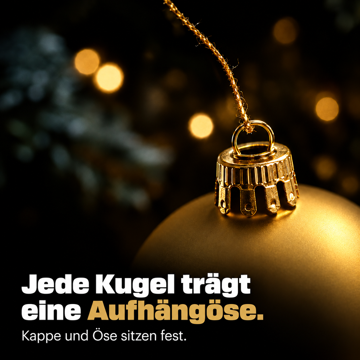 ONBEST Weihnachtskugeln: Festsitzende Kappe und Öse an jeder Kugel (Dieses Bild wurde mit Hilfe von KI generiert.)