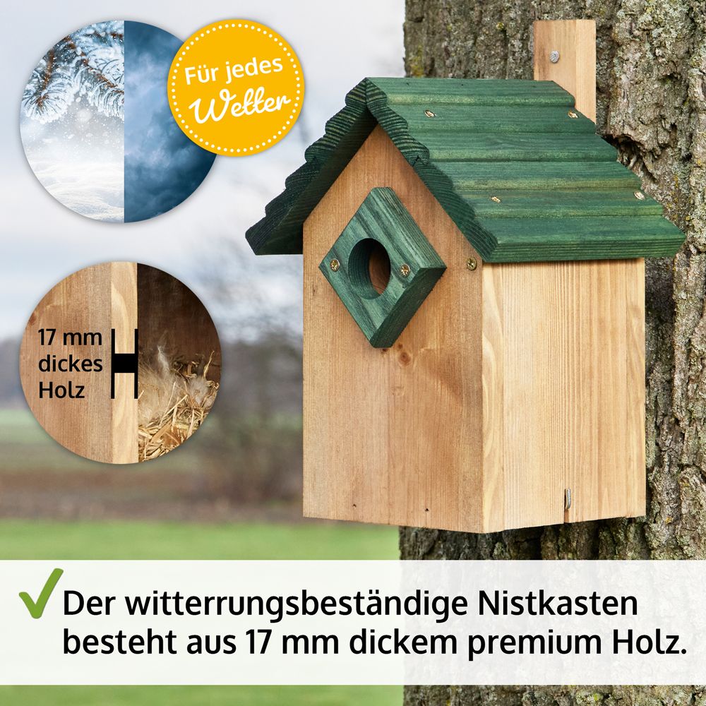 Nistkasten; 17 Millimeter dickes premium Holz