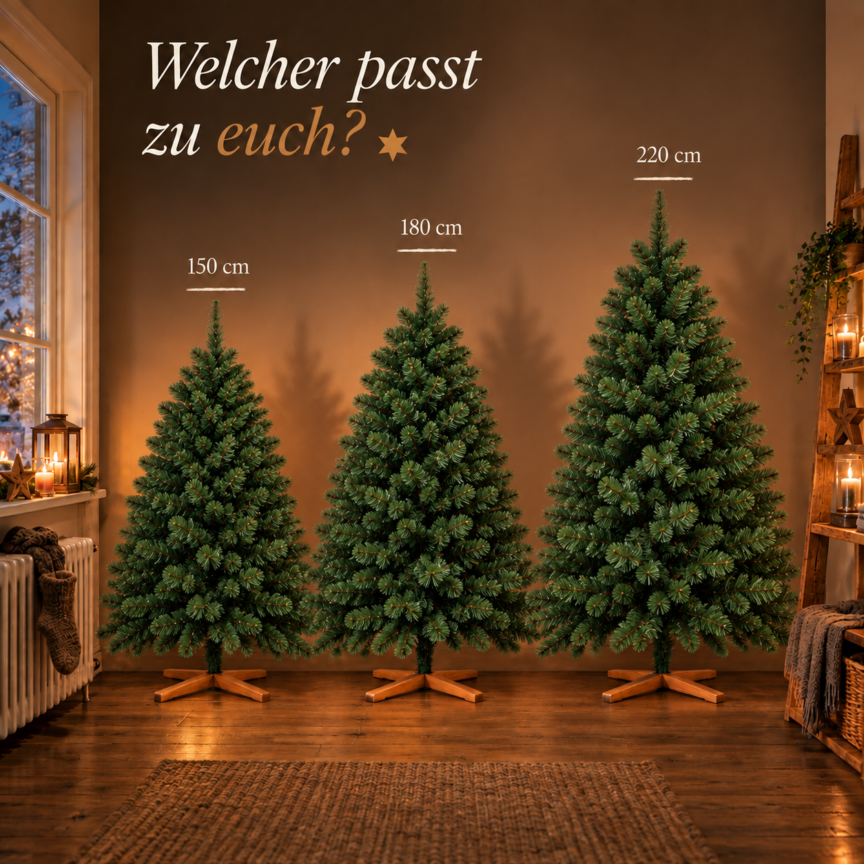 ONBEST Christbaum in drei Größen: Wähle zwischen 150 cm, 180 cm und 220 cm (Dieses Bild wurde mit Hilfe von KI generiert.)
