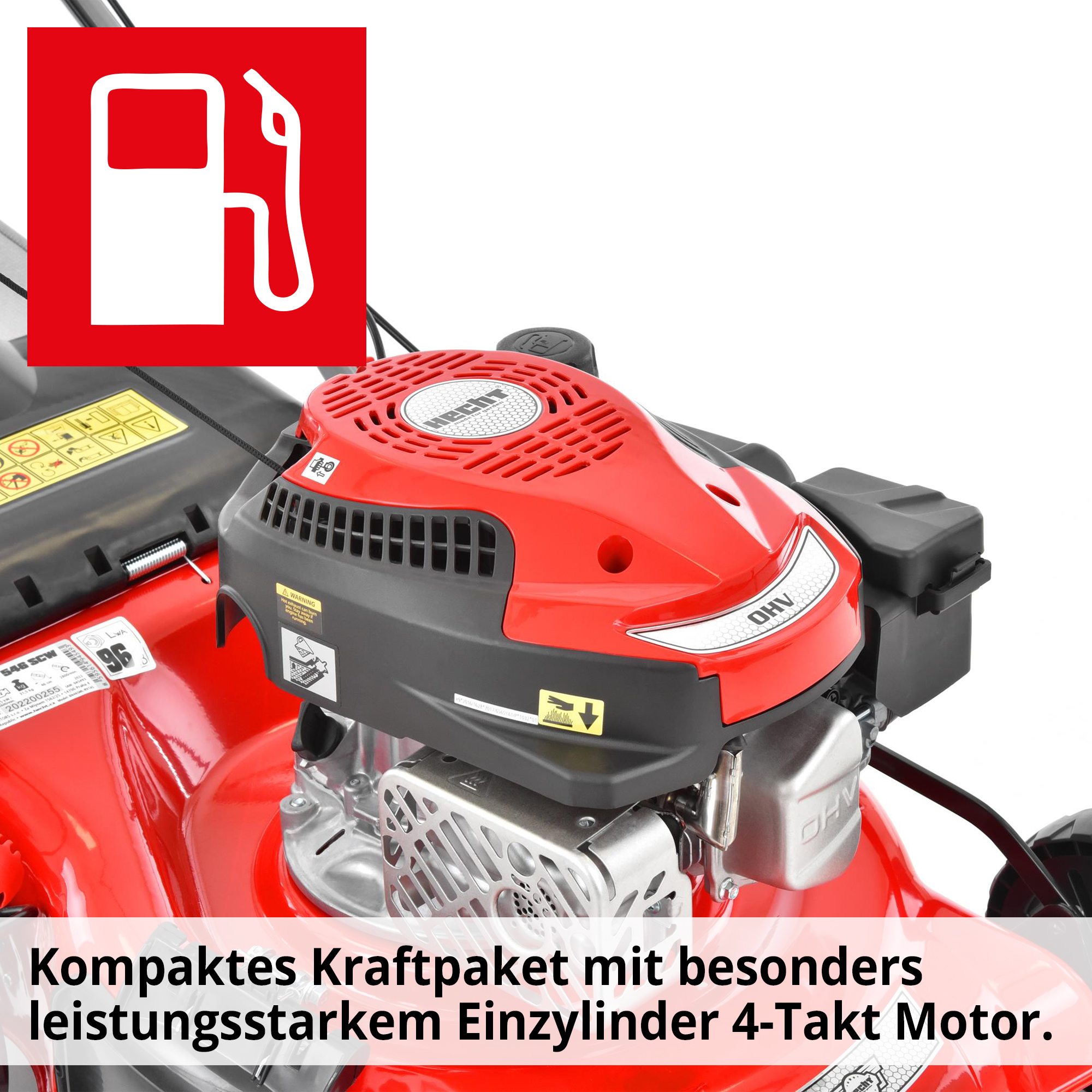 Benzin-Rasenmäher mit Leistungsstarkem 4-Takt OHV Motor und 163 ccm Hubraum 