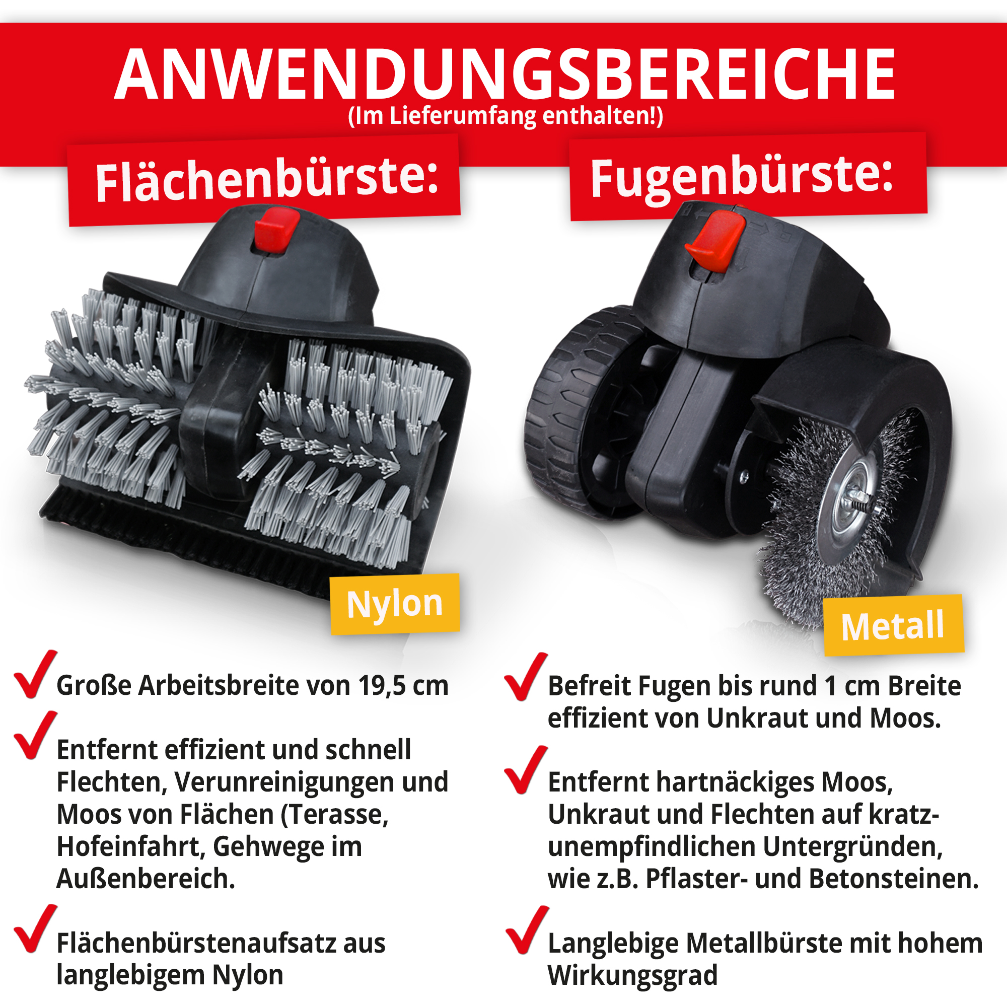 HECHT 445 Unkrautbürste; Flächen- & Fugenbürste im Vergleich