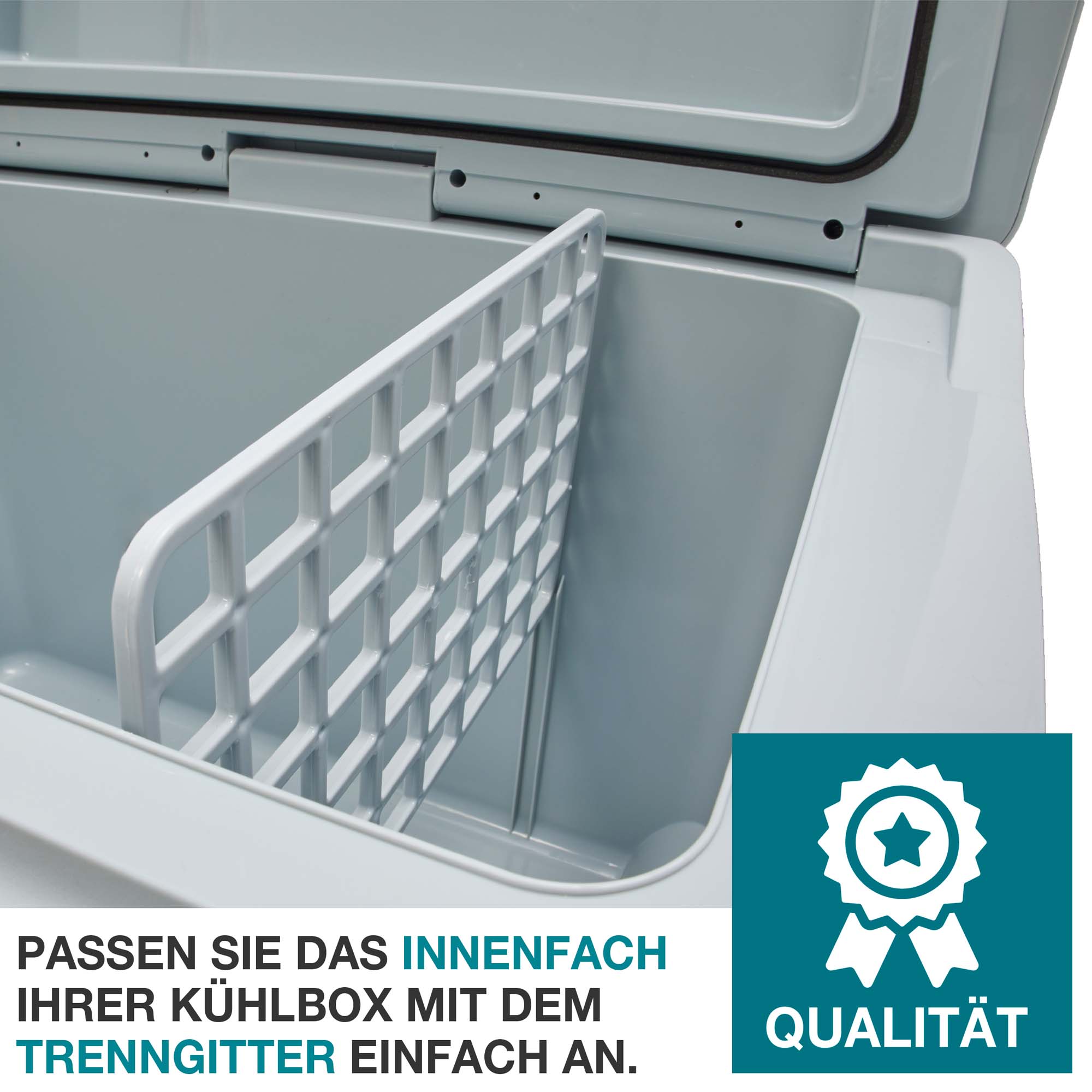 Kühlbox blau - Trennwand für flexible Aufteilung - Kühler für Getränke - Thermobox - Praktische Trenngitter - Hochwertige Verarbeitung - Anpassen des Innenfachs