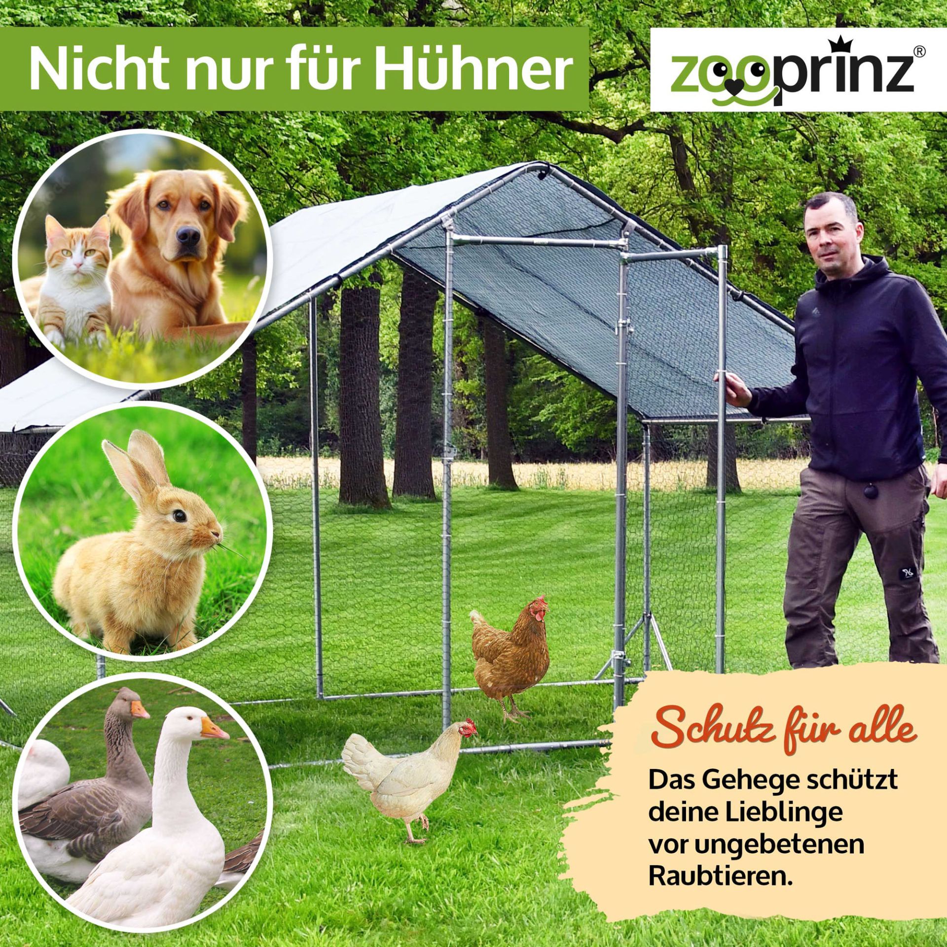 Hühnervoliere Steel; Schutz vor Raubtieren - auch für andere Tiere außer Hühner