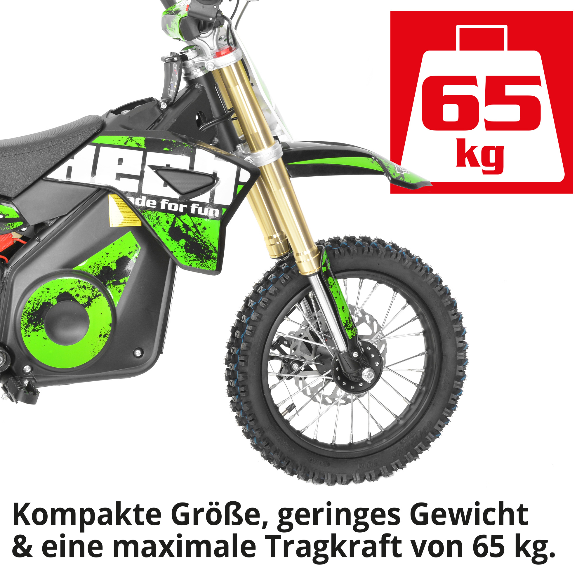 Hecht 59100 Elektro Pocketbike Grün; Kompakte Größe, geringes Gewicht und eine schwere maximale Tragkraft