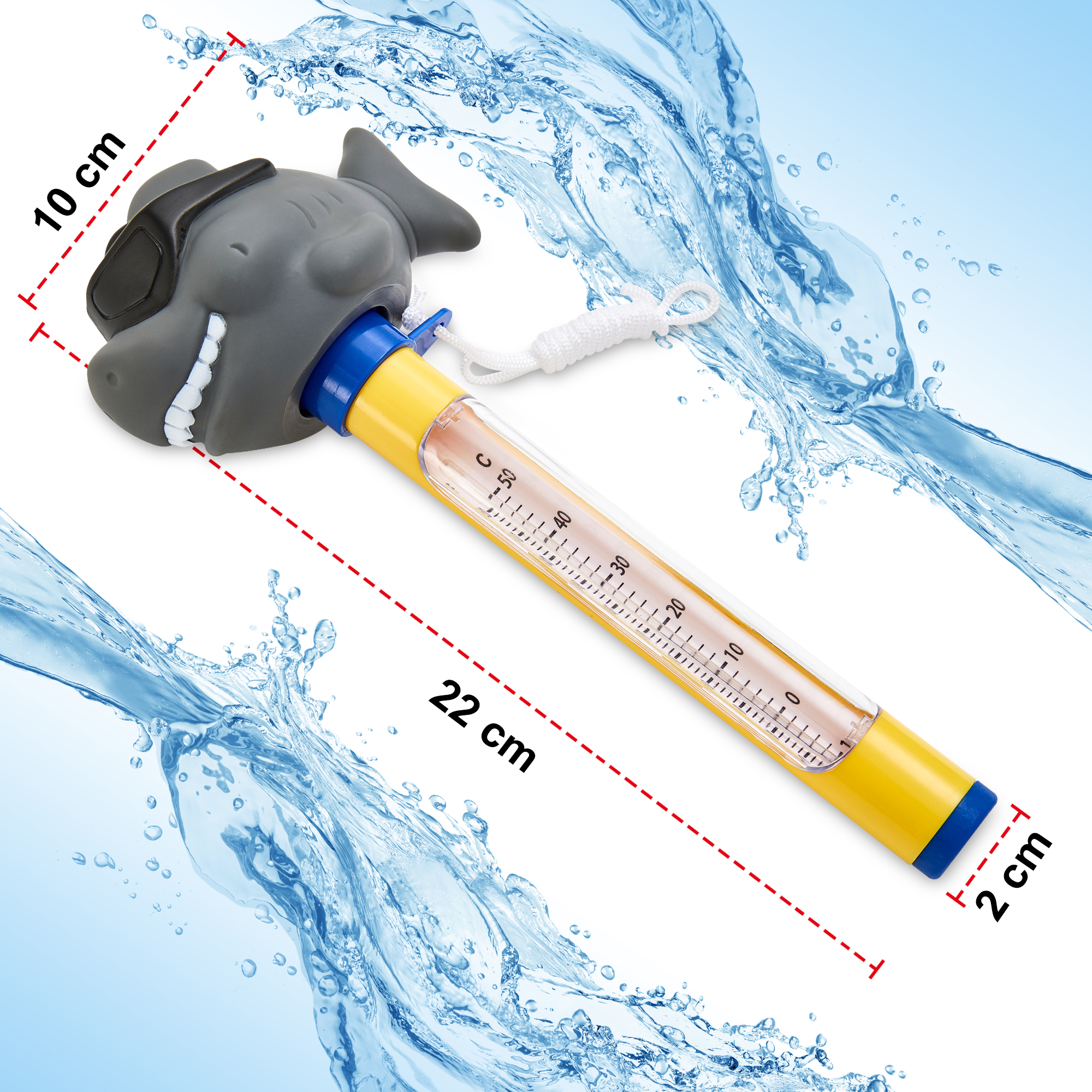 Hecht 060511 Wasser Thermometer Hai; Mit idealen kompakten Maßen