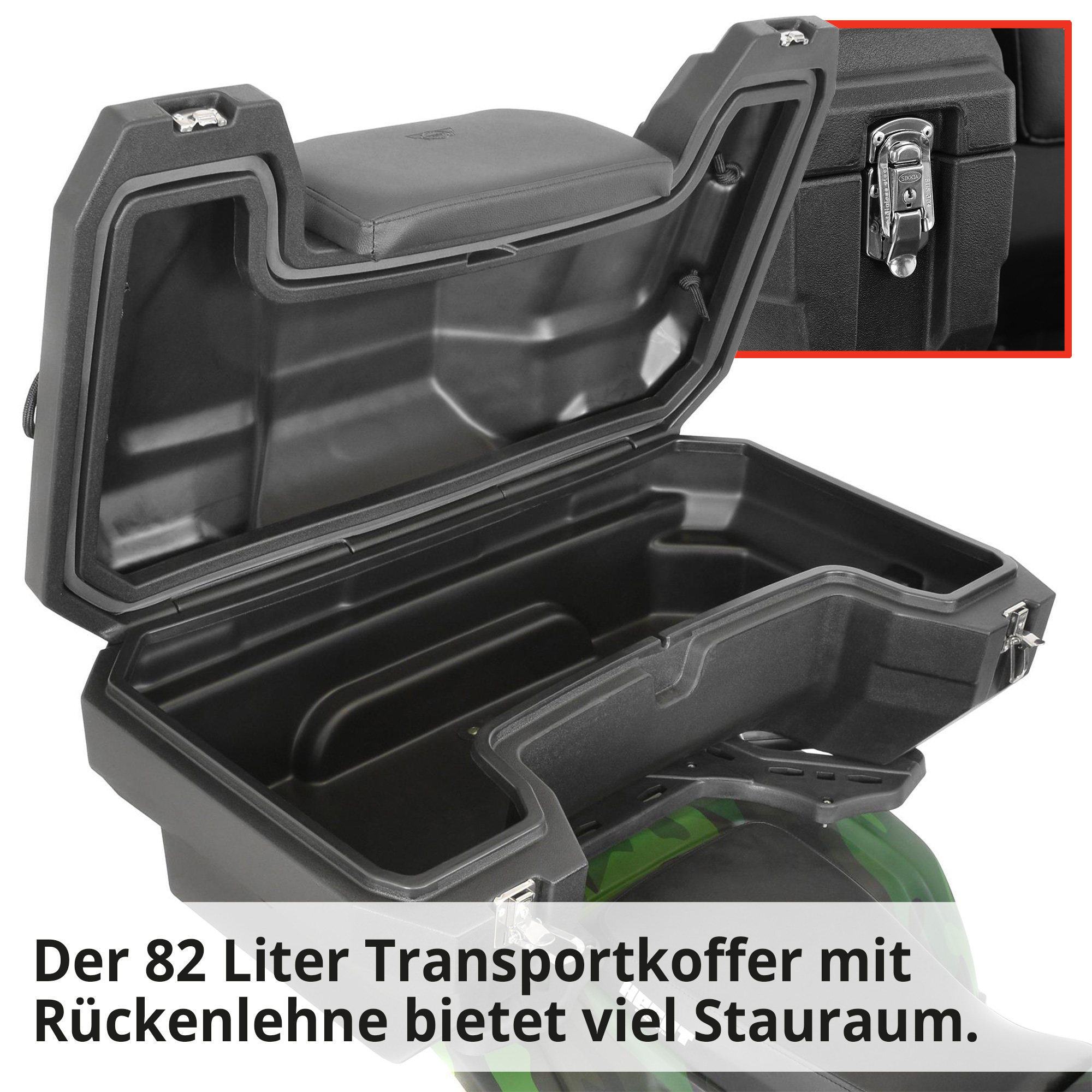 Army - Quad mit Straßenzulassung mit großem Transportkoffer mit Rückenlehne, mit viel Stauraum