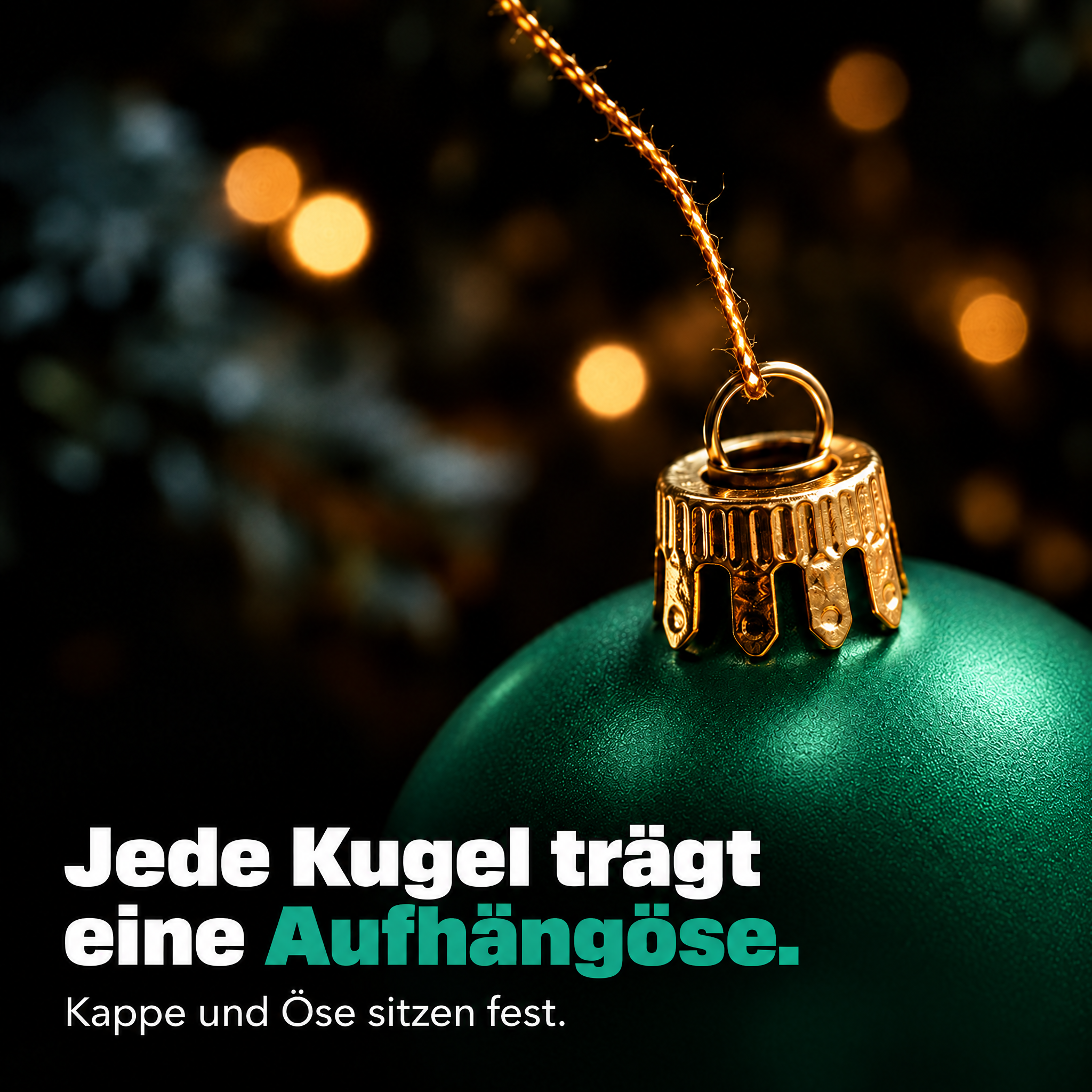 Christbaumschmuck Details: Jede Kugel besitzt eine feste Aufhängöse. (Dieses Bild wurde mit Hilfe von KI generiert.)