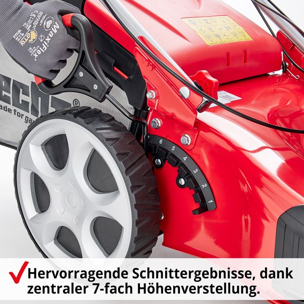 Hecht Benzin-Rasenmäher 5564 SX mit 7-facher Höhenverstellung für hervorragende schnitt Ergebnis-se 