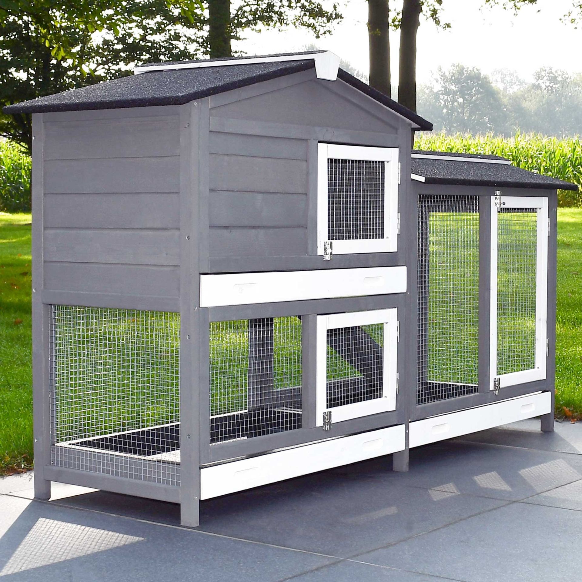 Zooprinz Hasenstall Rudy grau + weiss