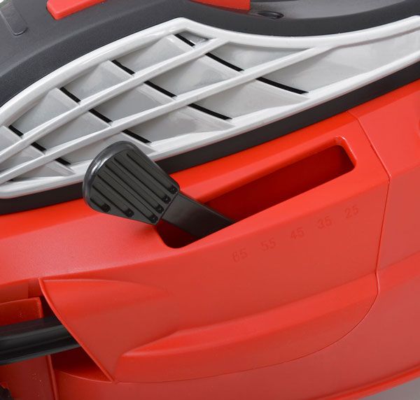 Hecht Elektro-Rasenmäher 1638 R mit Stufenverstellbarer Schnitthöhenhebel am robusten Gehäuse des 