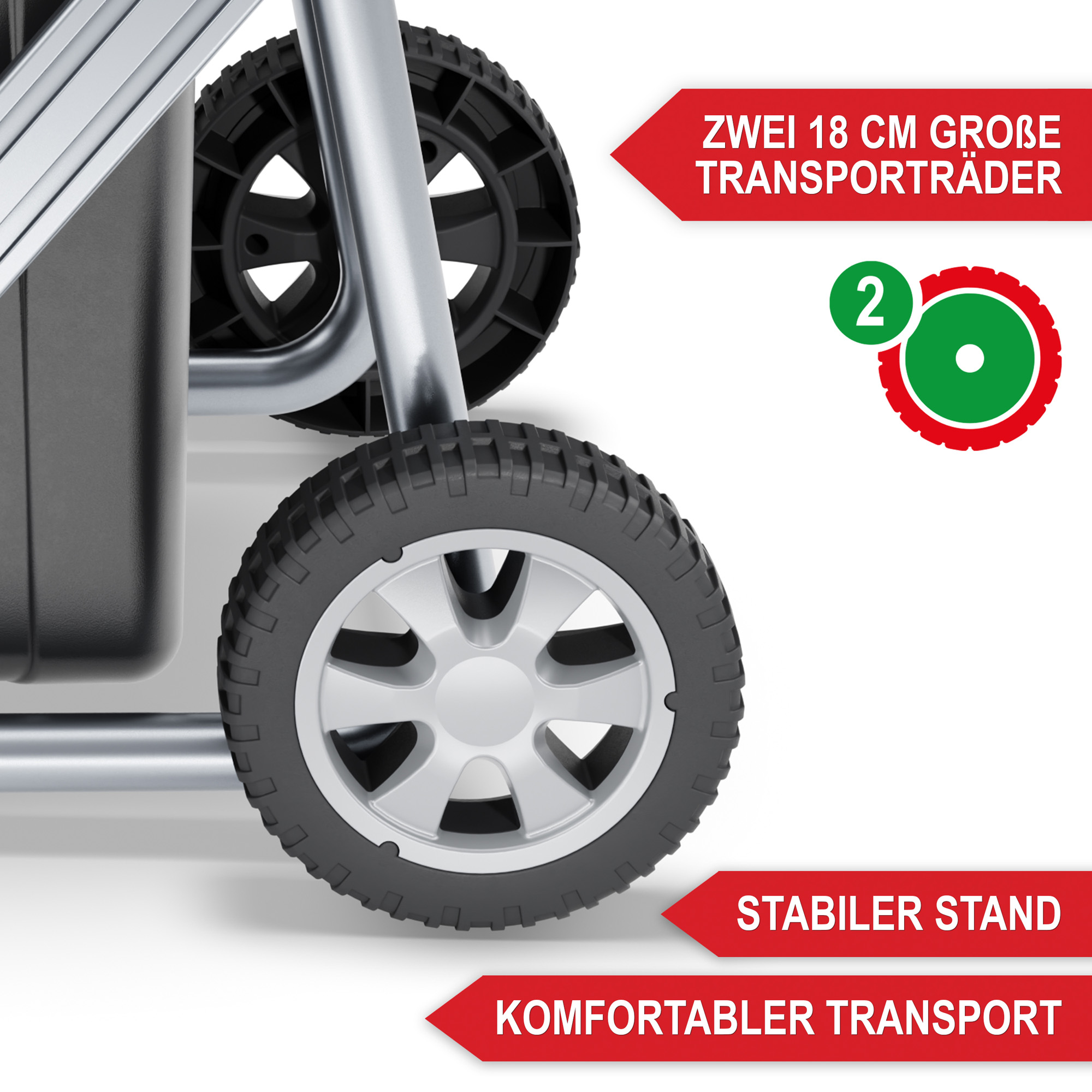 ONBEST elektrischer Gartenhäcksler 18 cm Transporträder