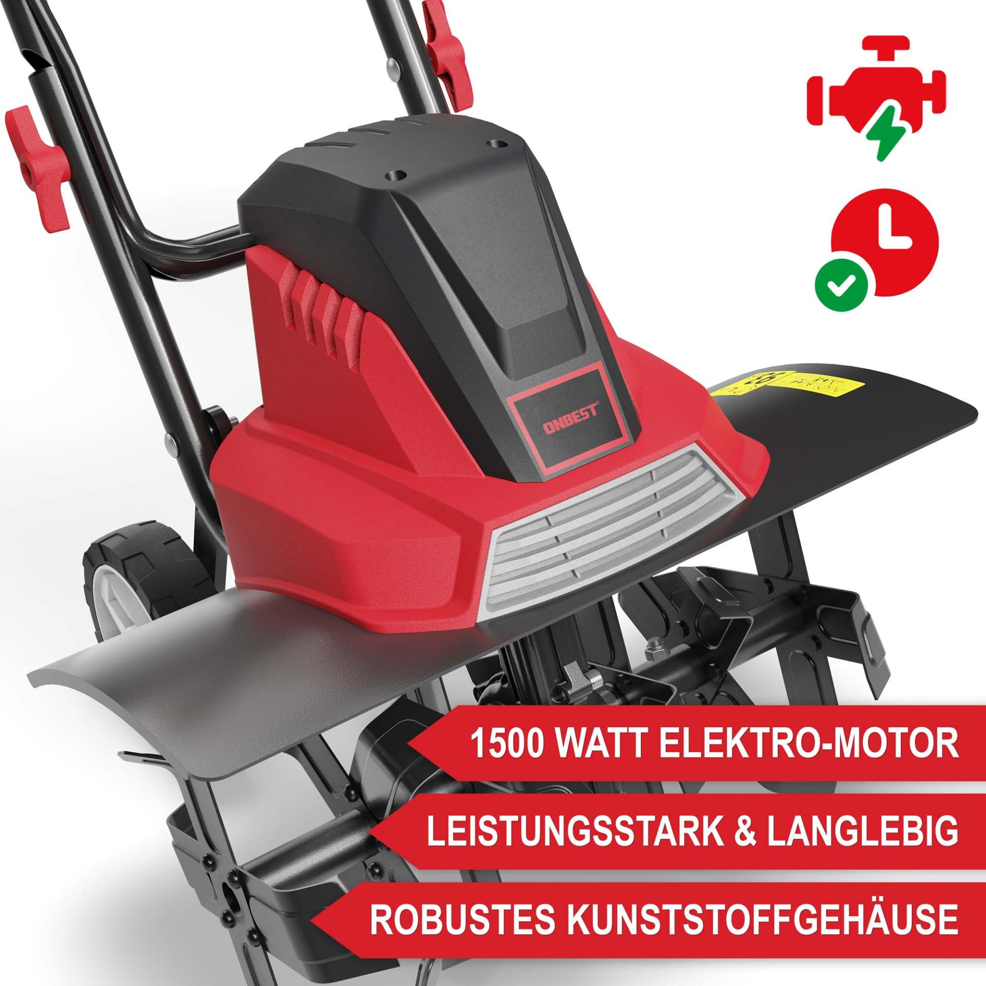 Gartenhacke Elektro T1545 - Leistungsstarker Motor; langlebig; robustes Kunststoffgehäuse