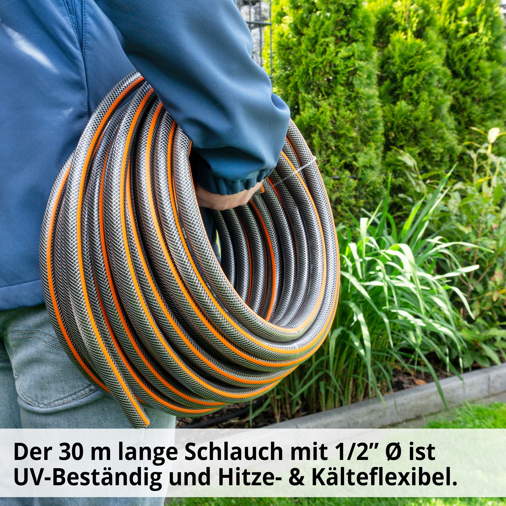 Hecht 1230 Aqua Gartenschlauch; Der lange Schlauch ist UV-Beständig und Hitze- und Kälteflexibel
