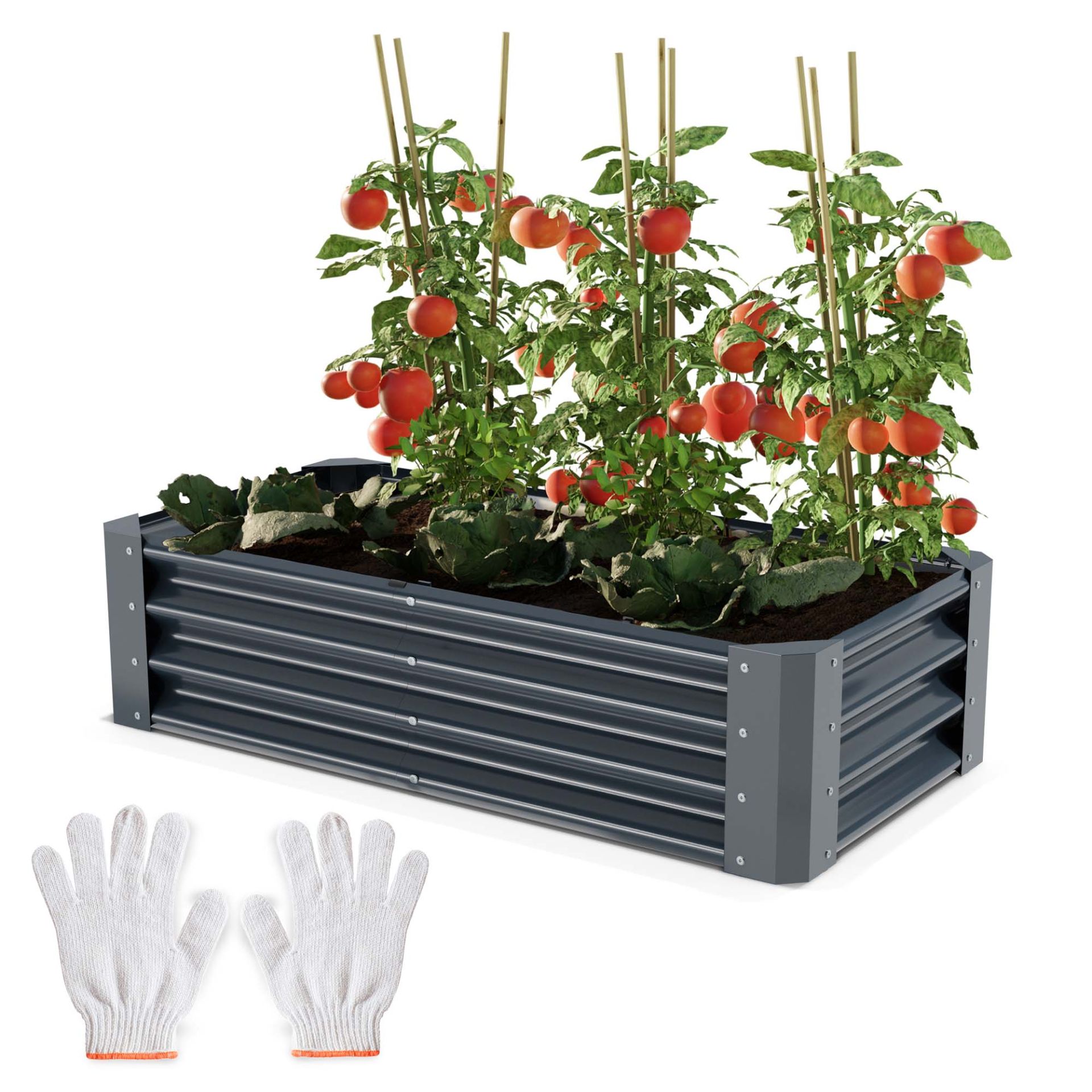 Hochbeet Stahl Anthrazit - Inklusive Handschuhe
