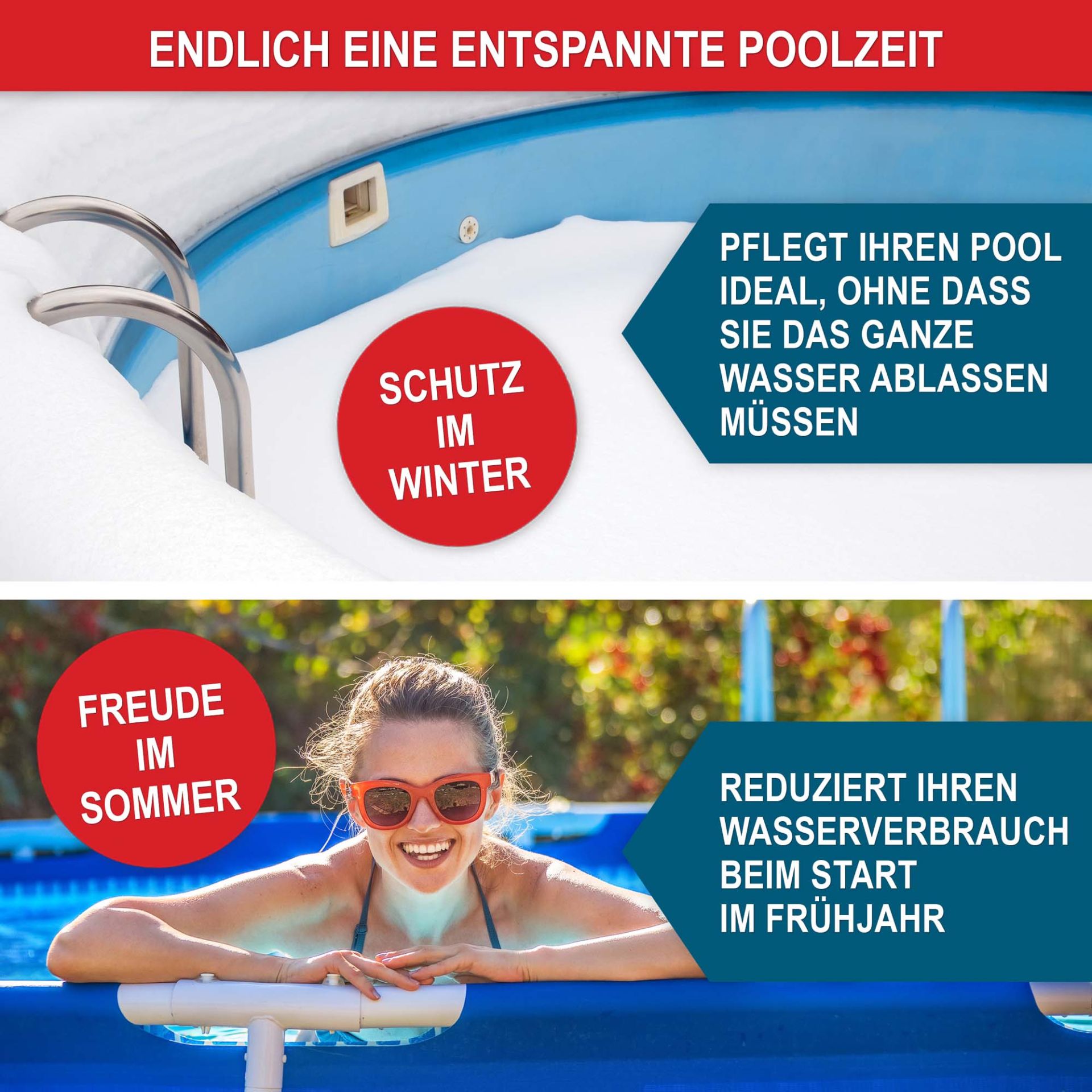 Pool Winterschutz 3L - pflegt Ihren Pool, ohne das ganze Wasser ablassen zu müssen, reduziert den Wasserverbrauch beim Start im Frühjahr Pool Winterschutz 3L - pflegt Ihren Pool, ohne das ganze Wasser ablassen zu müssen, reduziert den Wasserverbrauch beim Start im Frühjahr