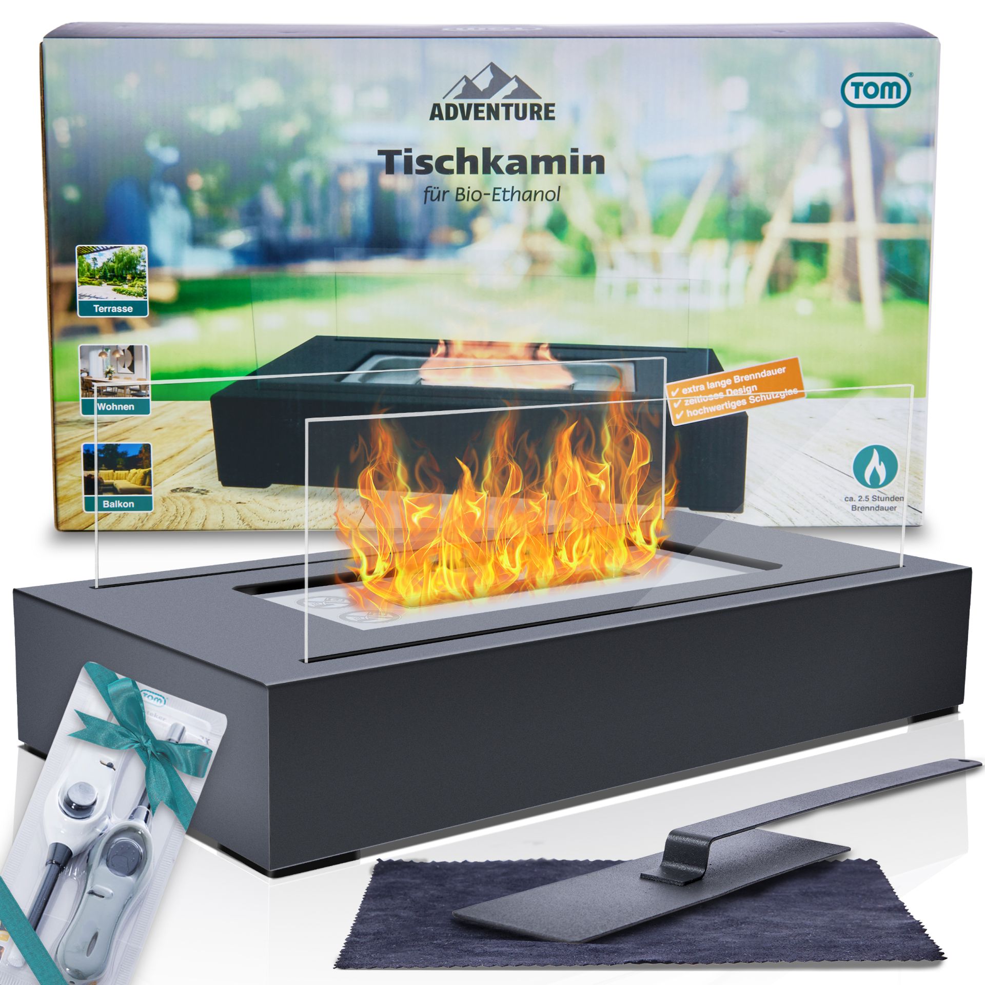 TOM Tischkamin Ethanol Eckig TF-200