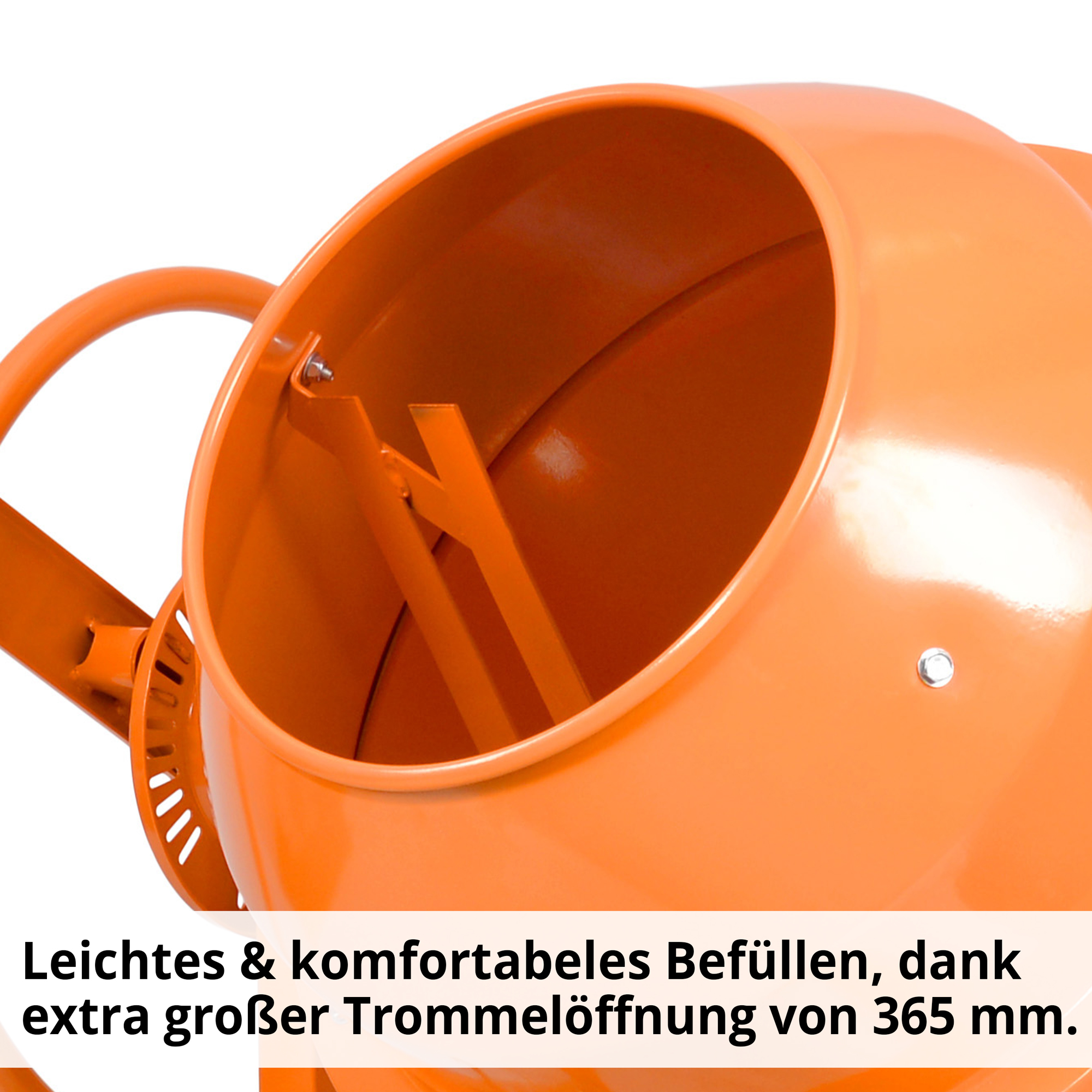 HECHT Betonmischer 2117 Betonmischer mit 365 mm Trommelöffnung für leichtes & komfortables Befüllen