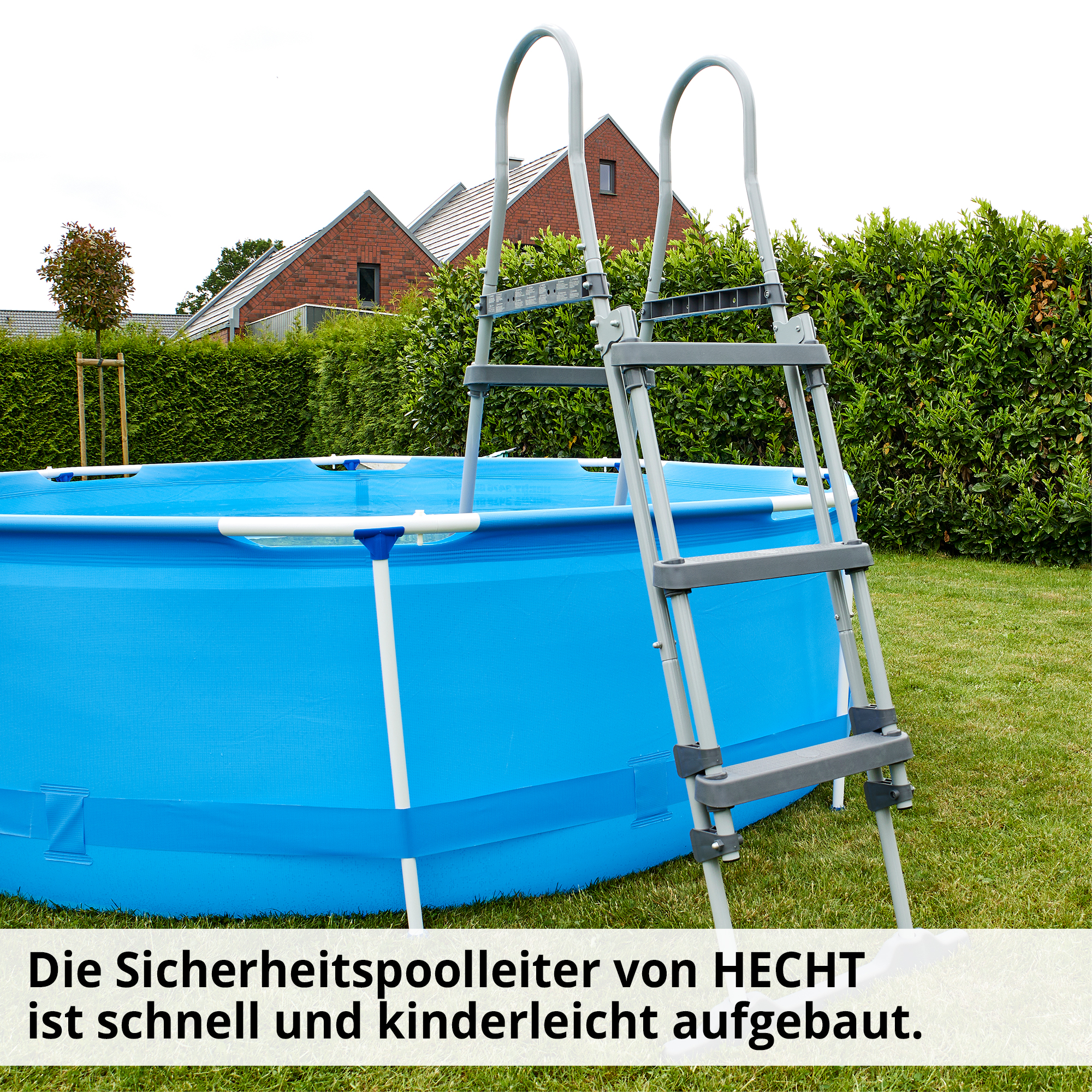 Hecht 00091 Sicherheits-Poolleiter ist schnell und kinderleicht aufgebaut