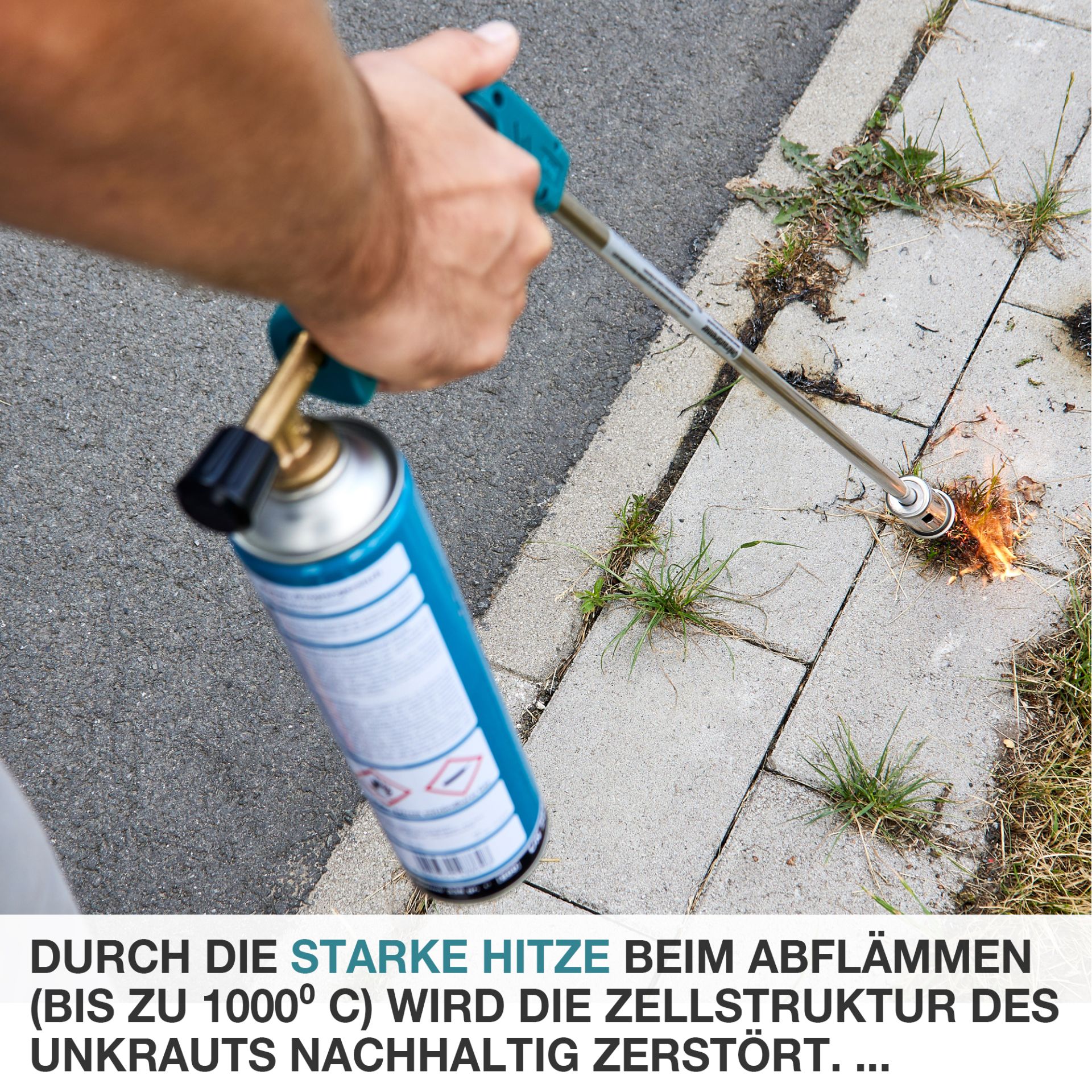 TOM UB-200 Unkrautbrenner; starke Hitze bis 100 Grad Celsius