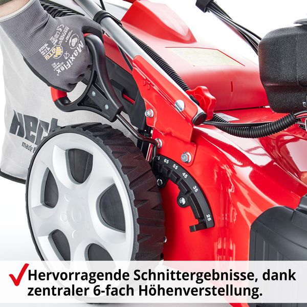 Benzin Rasenmäher; 6 fache Höhenverstellung